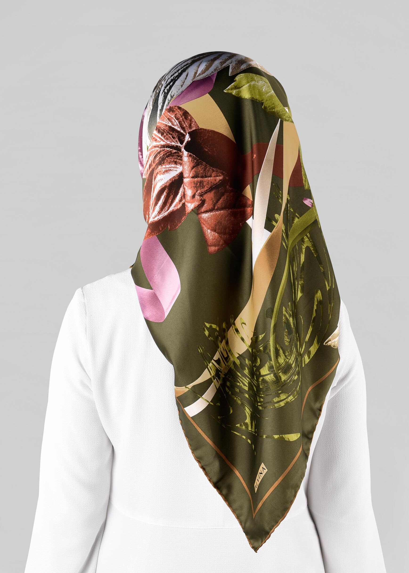 Tesettür giyim YEŞİL 12982-1 ALVİNA DESENLİ EŞARP