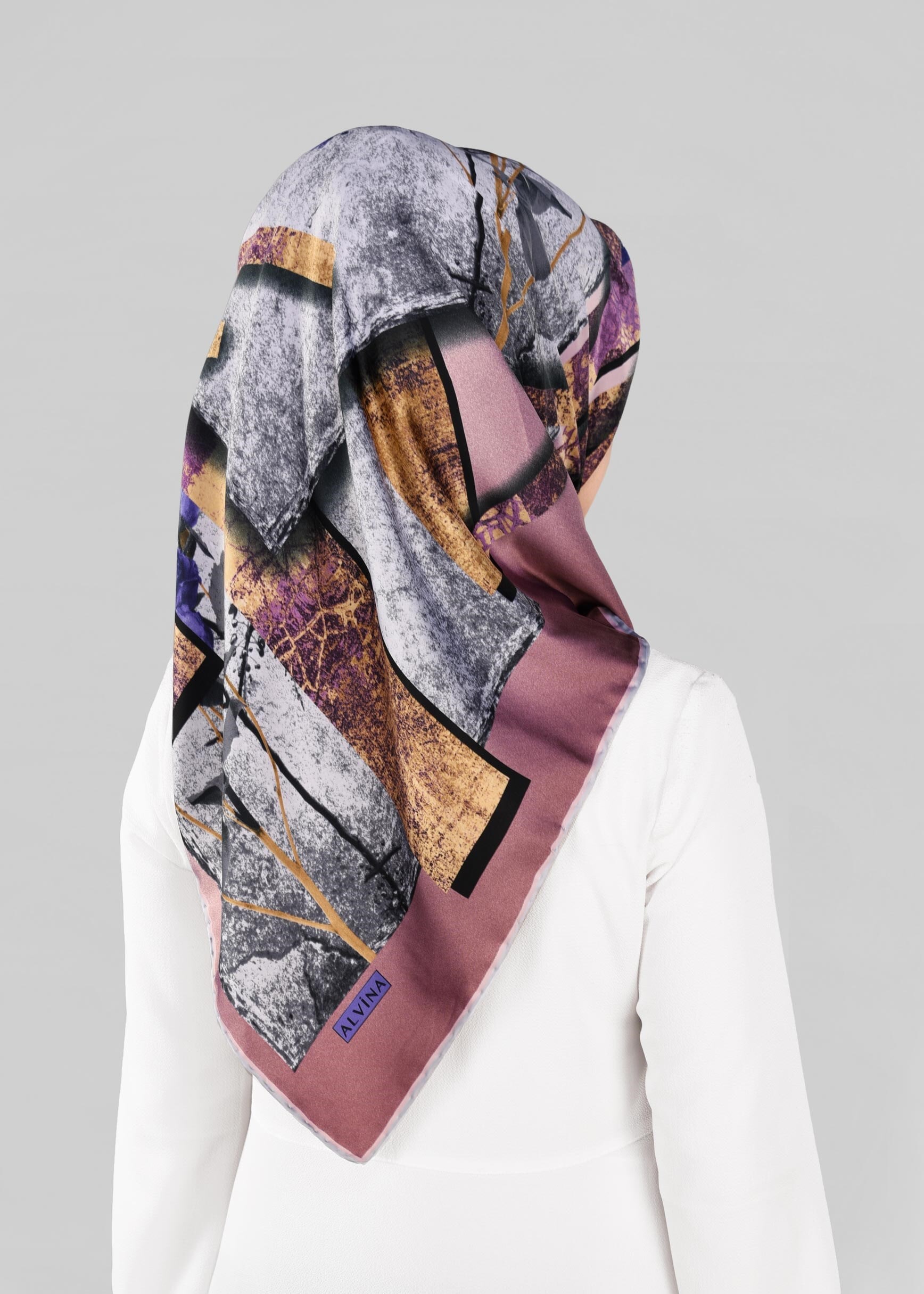 Tesettür giyim PEMBE 12994-1 ALVİNA DESENLİ EŞARP