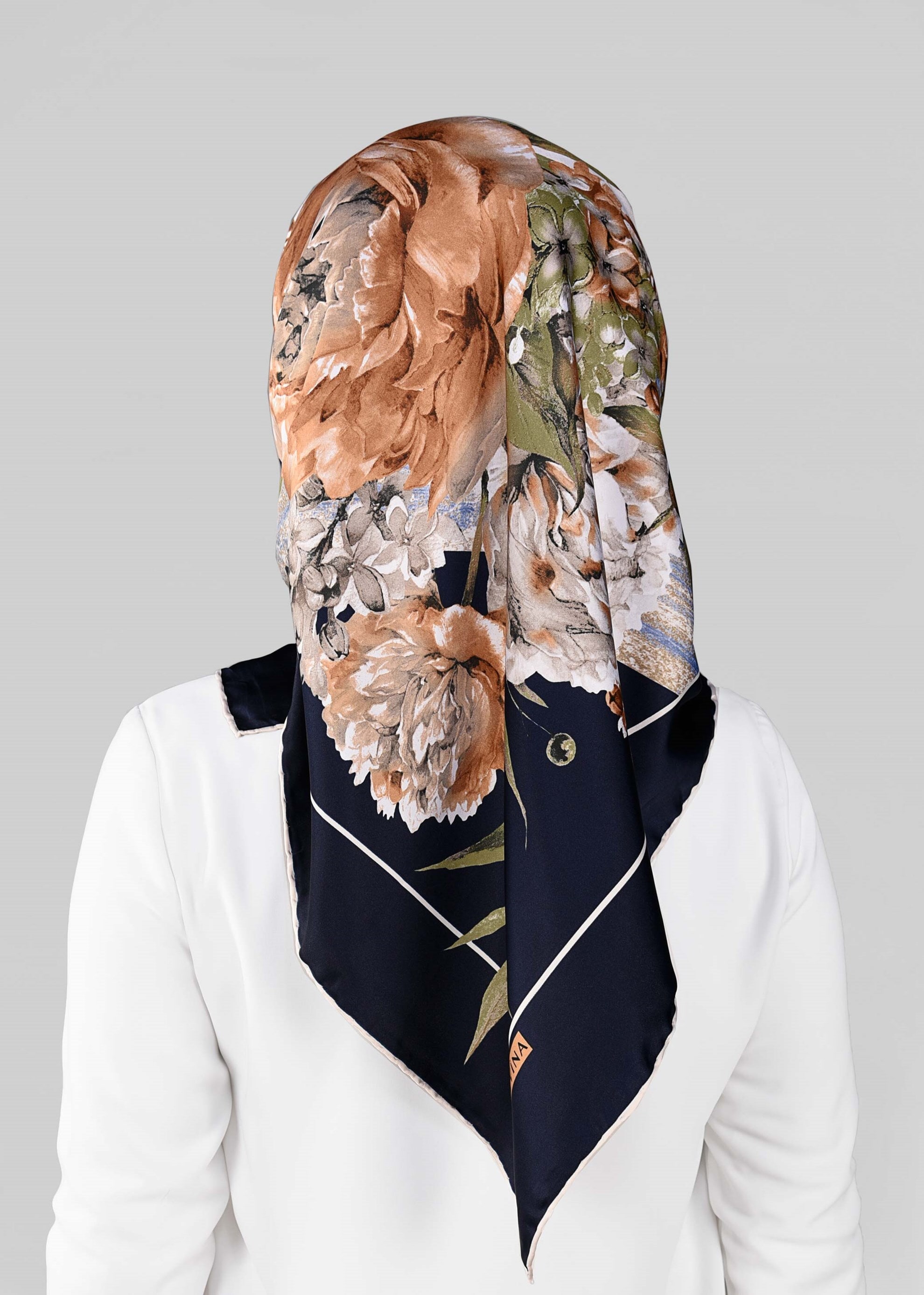 Tesettür giyim LACİVERT 12995-1 ALVİNA DESENLİ EŞARP