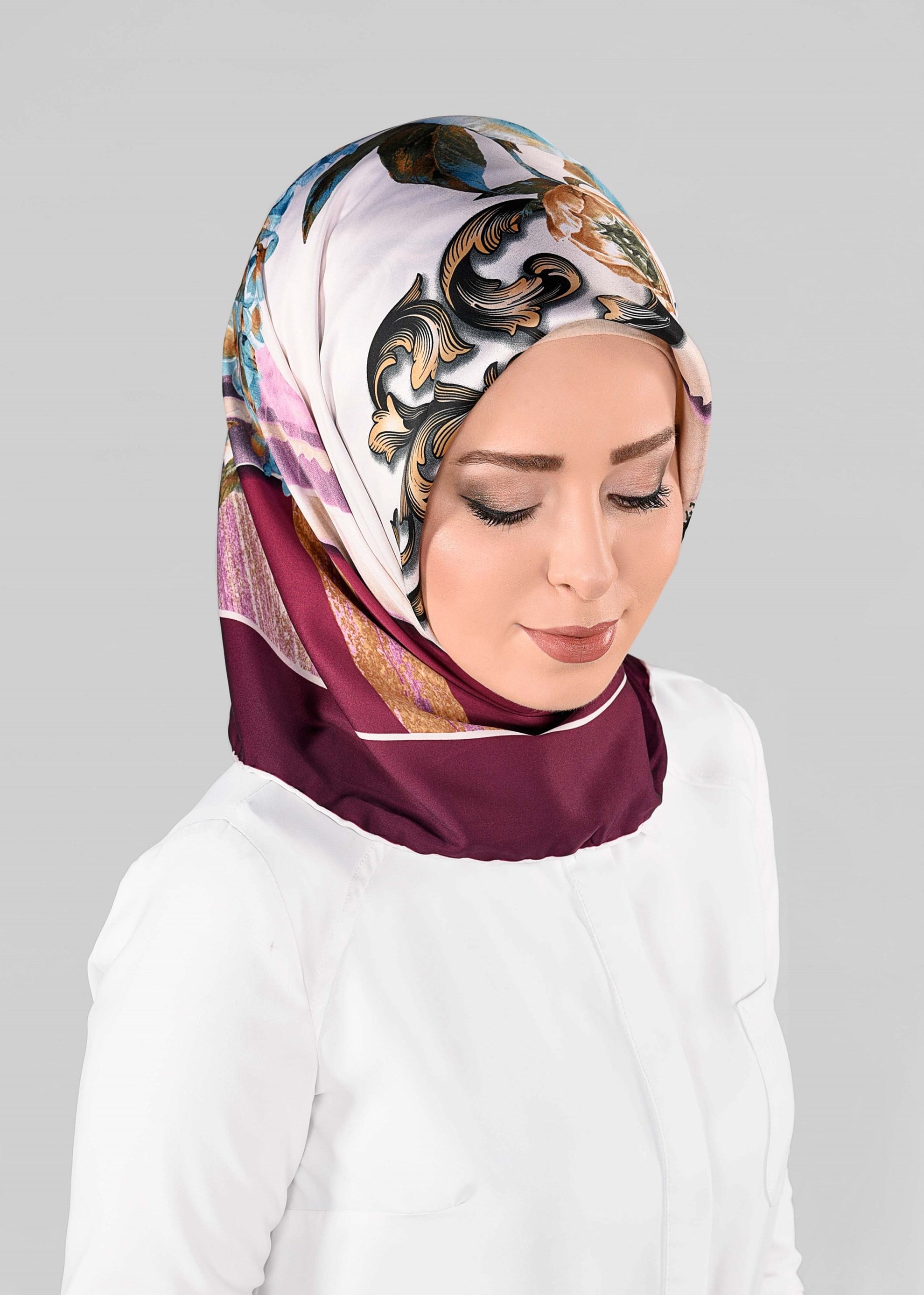 Tesettür giyim MOR 12995-1 ALVİNA DESENLİ EŞARP