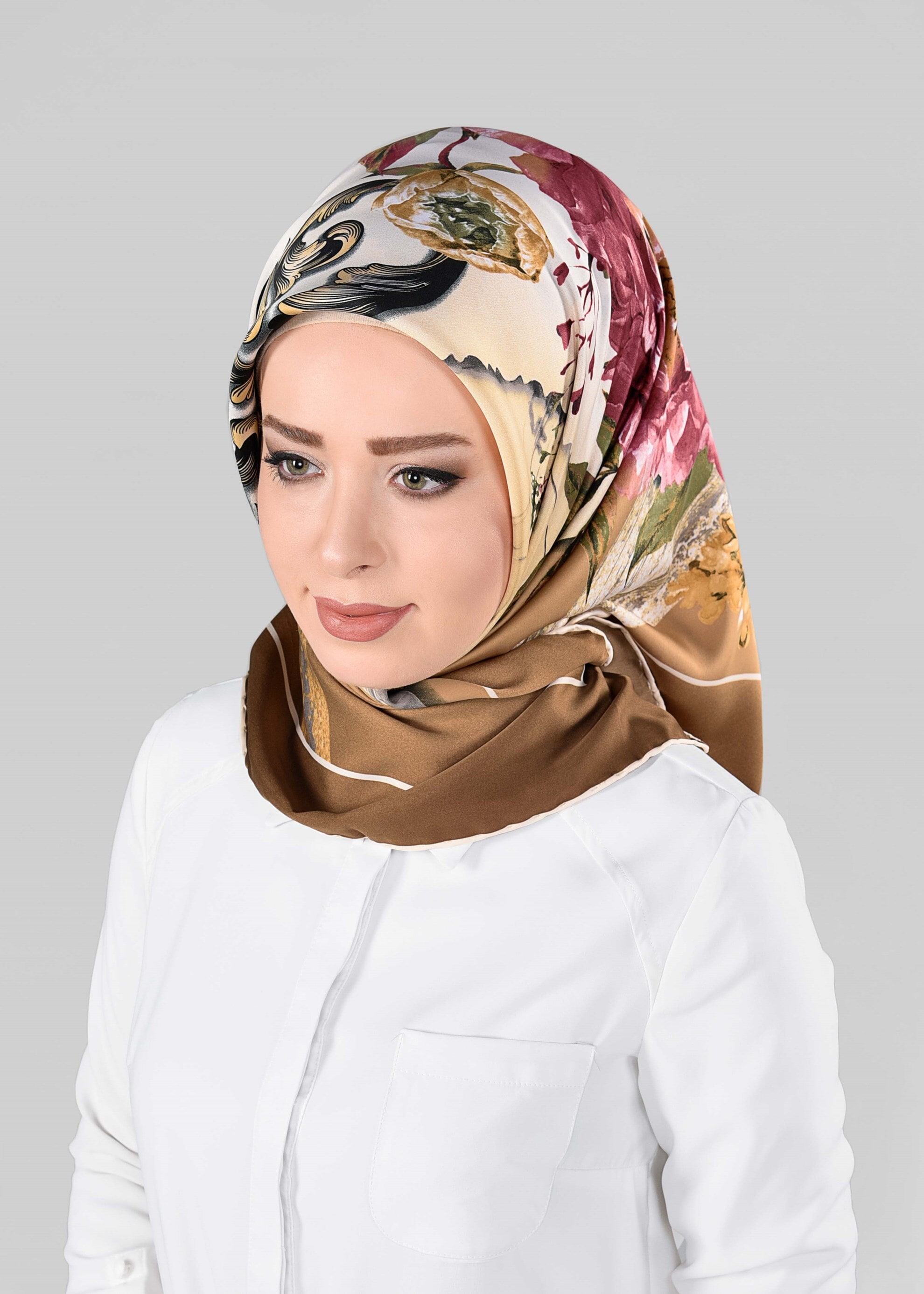 Tesettür giyim ALTIN 12995-1 ALVİNA DESENLİ EŞARP