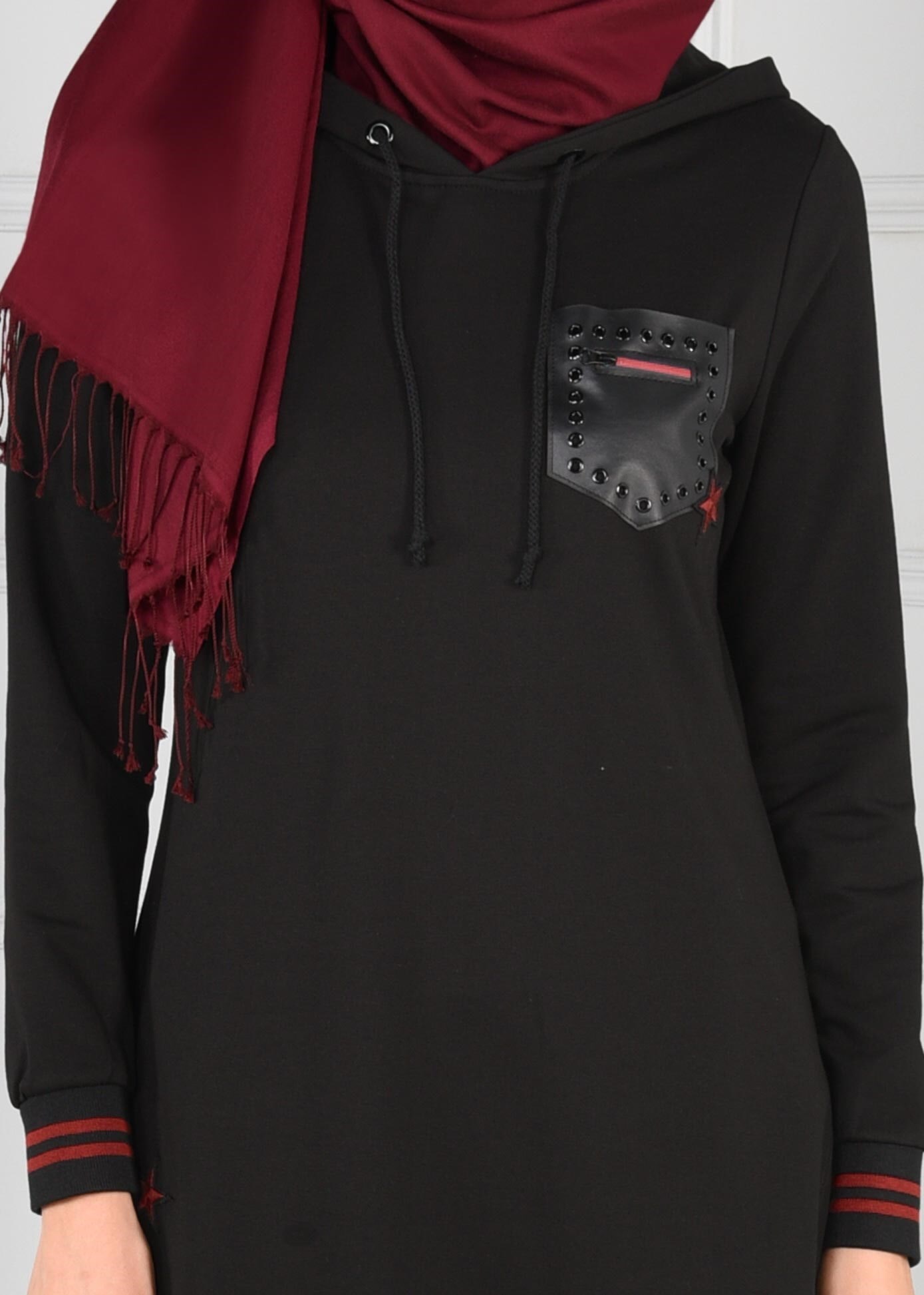 Tesettür giyim SİYAH KAPÜŞONLU 2&prime;Lİ EŞOFMAN TAKIM 4663 