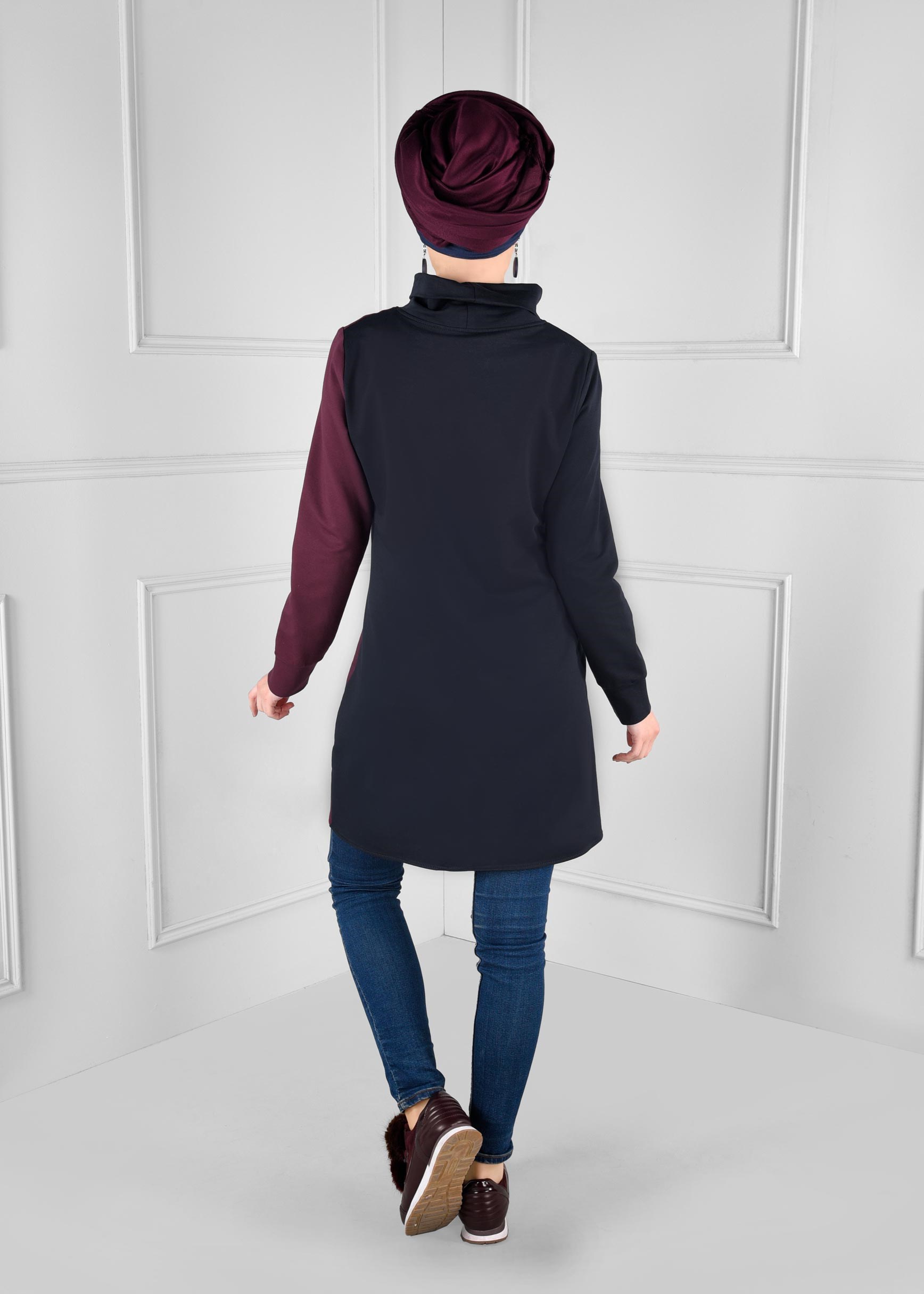 Hijab clothing PURPLE EMBELLISHED TURTLENECK SPORT TUNIC 4746