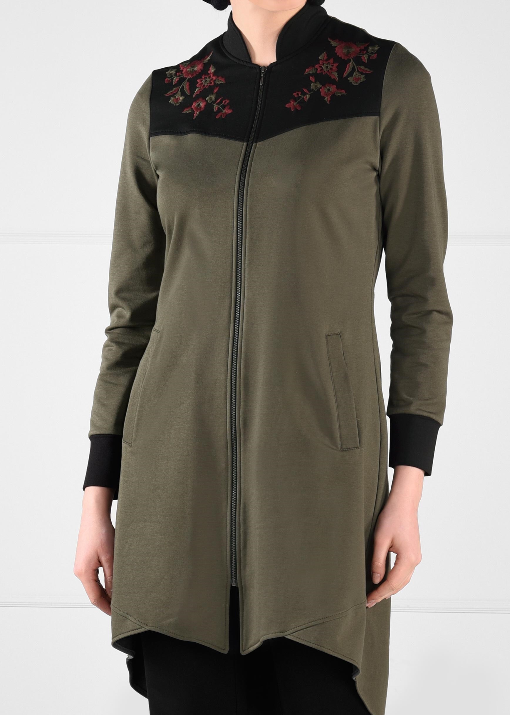 Tesettür giyim HAKİ NAKIŞLI 2&prime;Lİ EŞOFMAN TAKIM 4799 