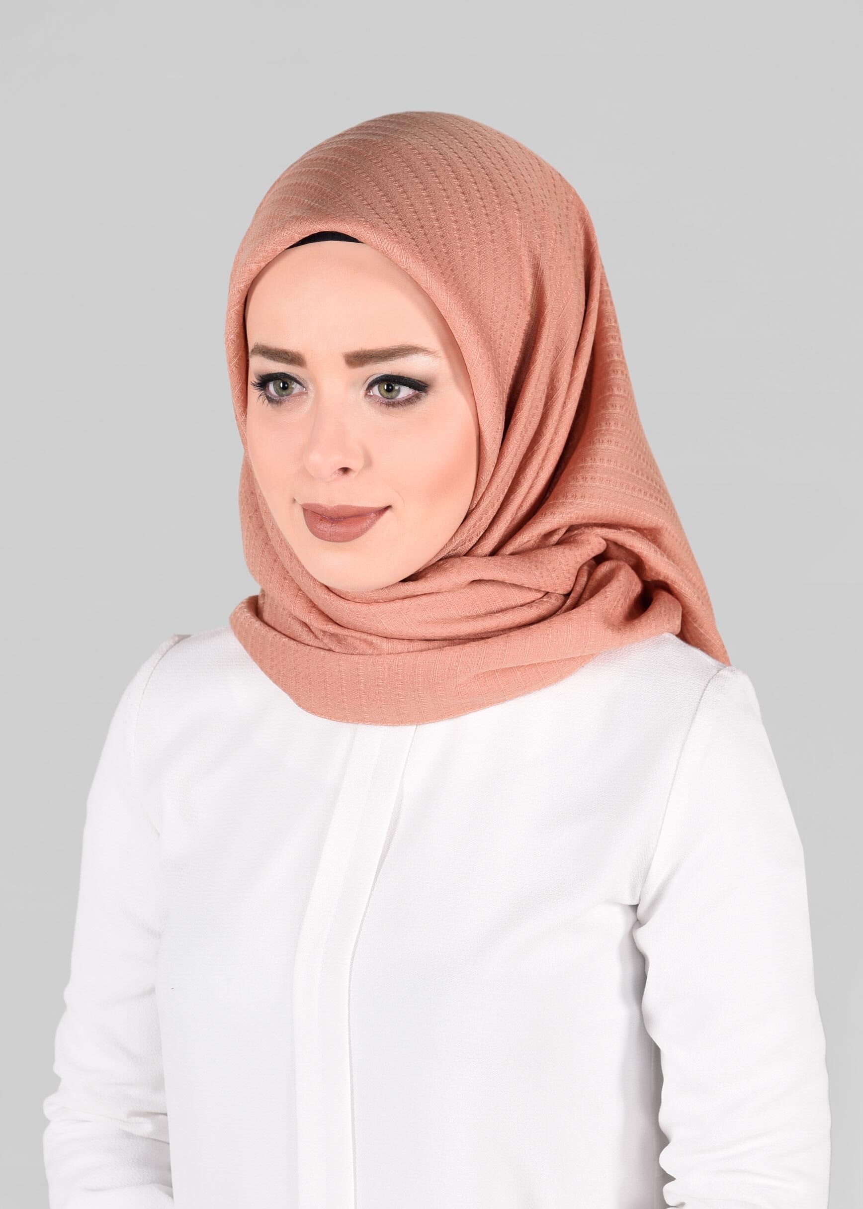 Tesettür giyim PUDRA 9880 ALVİNA KENDİNDEN DESENLİ EŞARP