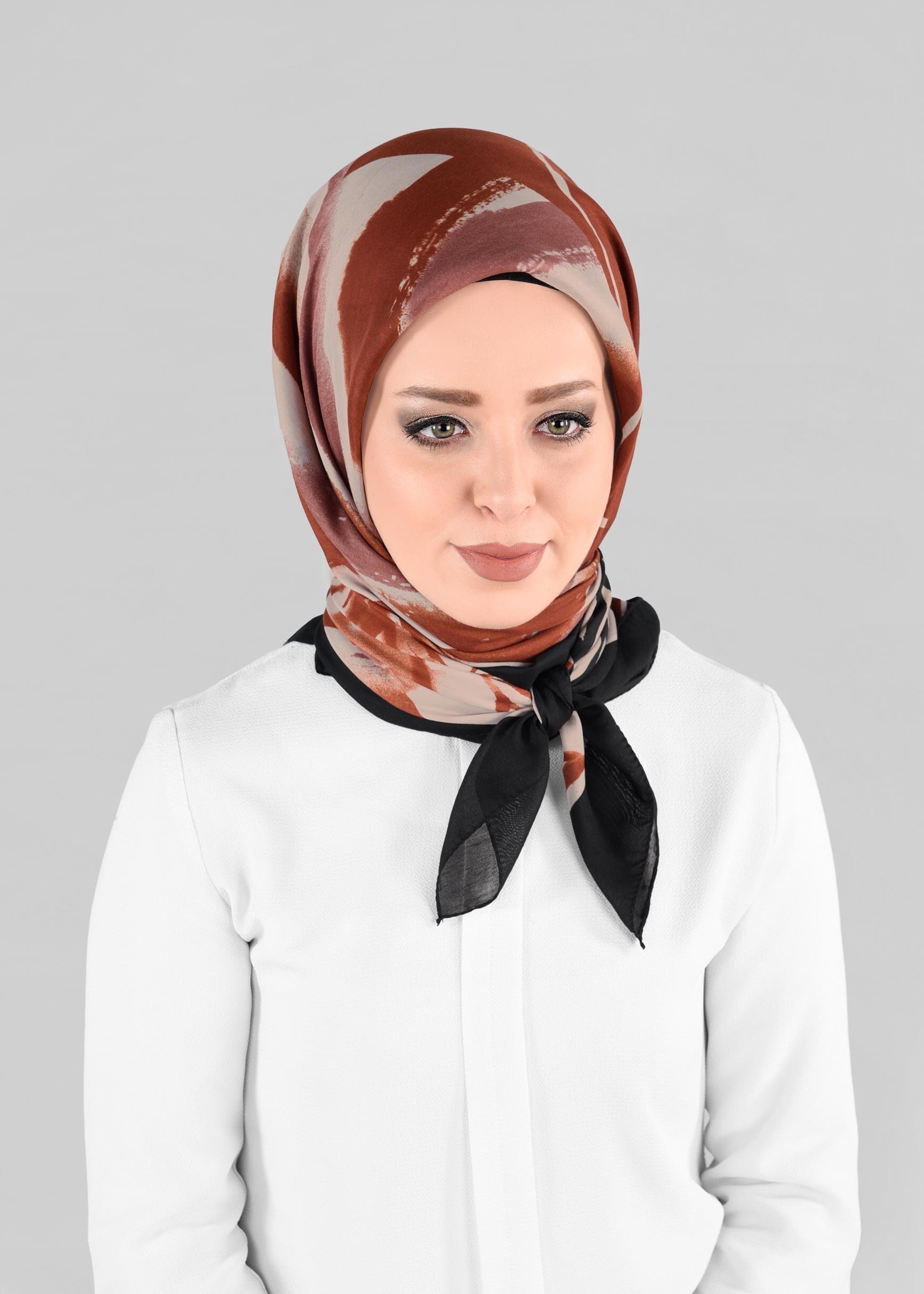 Tesettür giyim SİYAH 9878-1 ALVİNA ETNİK DESEN ŞAL EŞARP