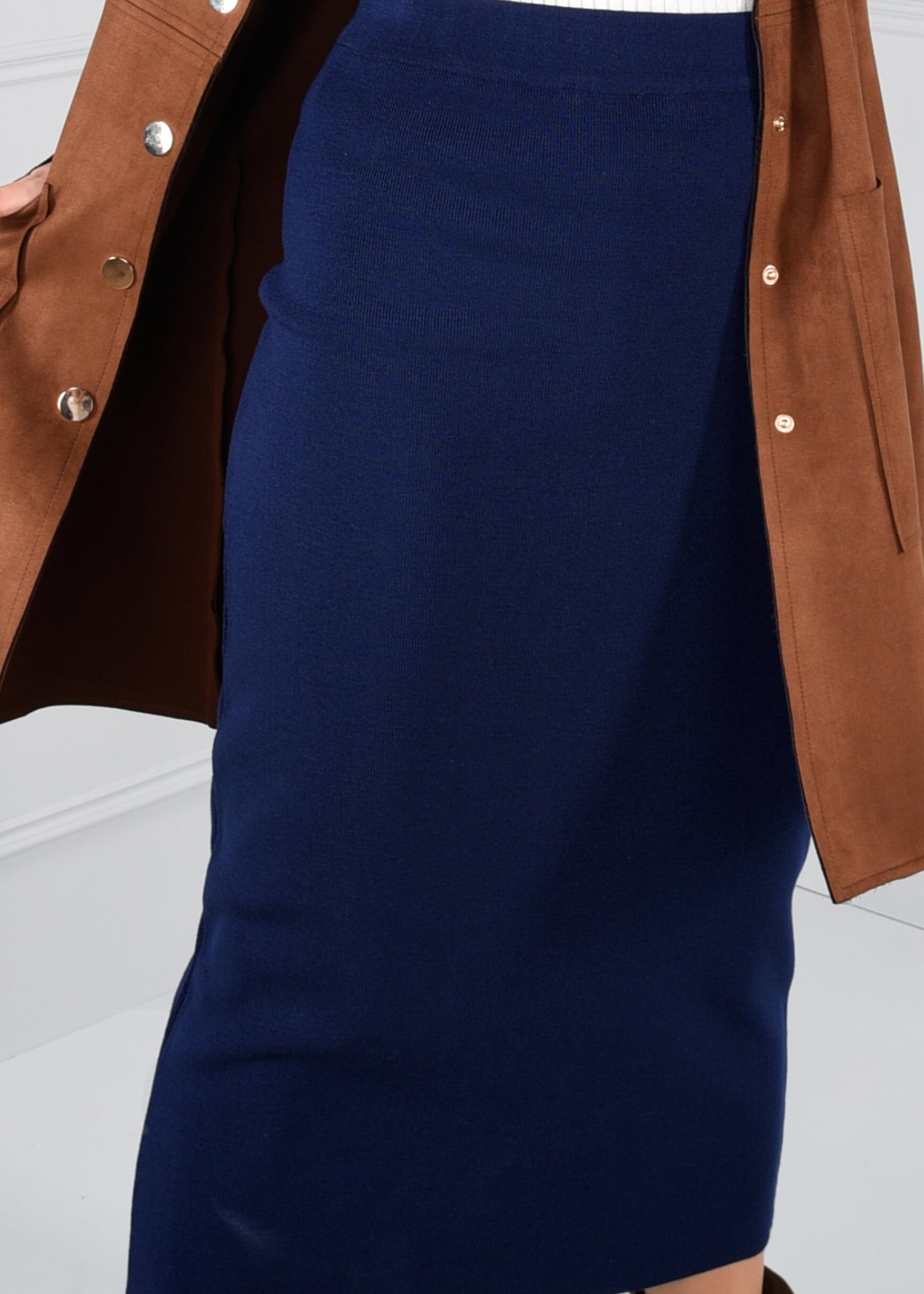 Tesettür giyim LACİVERT BELİ LASTİKLİ TRİKO ETEK 6095