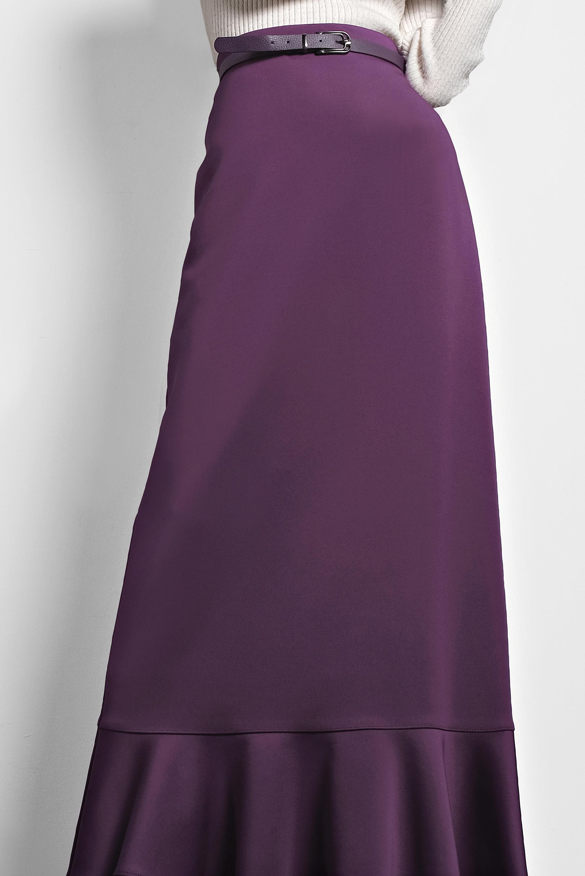 Tesettür giyim MOR VOLANLI DÜZ ETEK 6099 