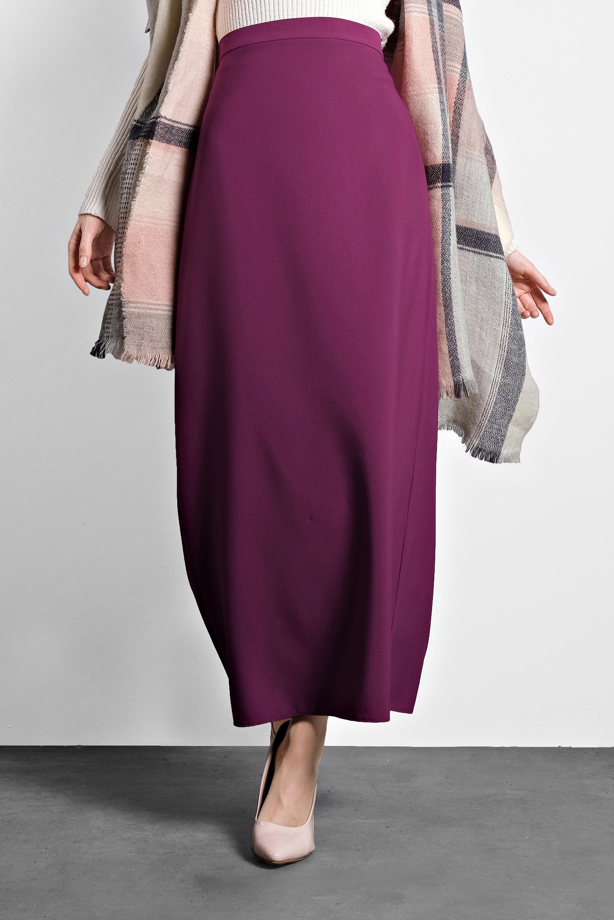 Tesettür giyim MOR YÜKSEK BEL GİZLİ YIRTMAÇLI ETEK 6106