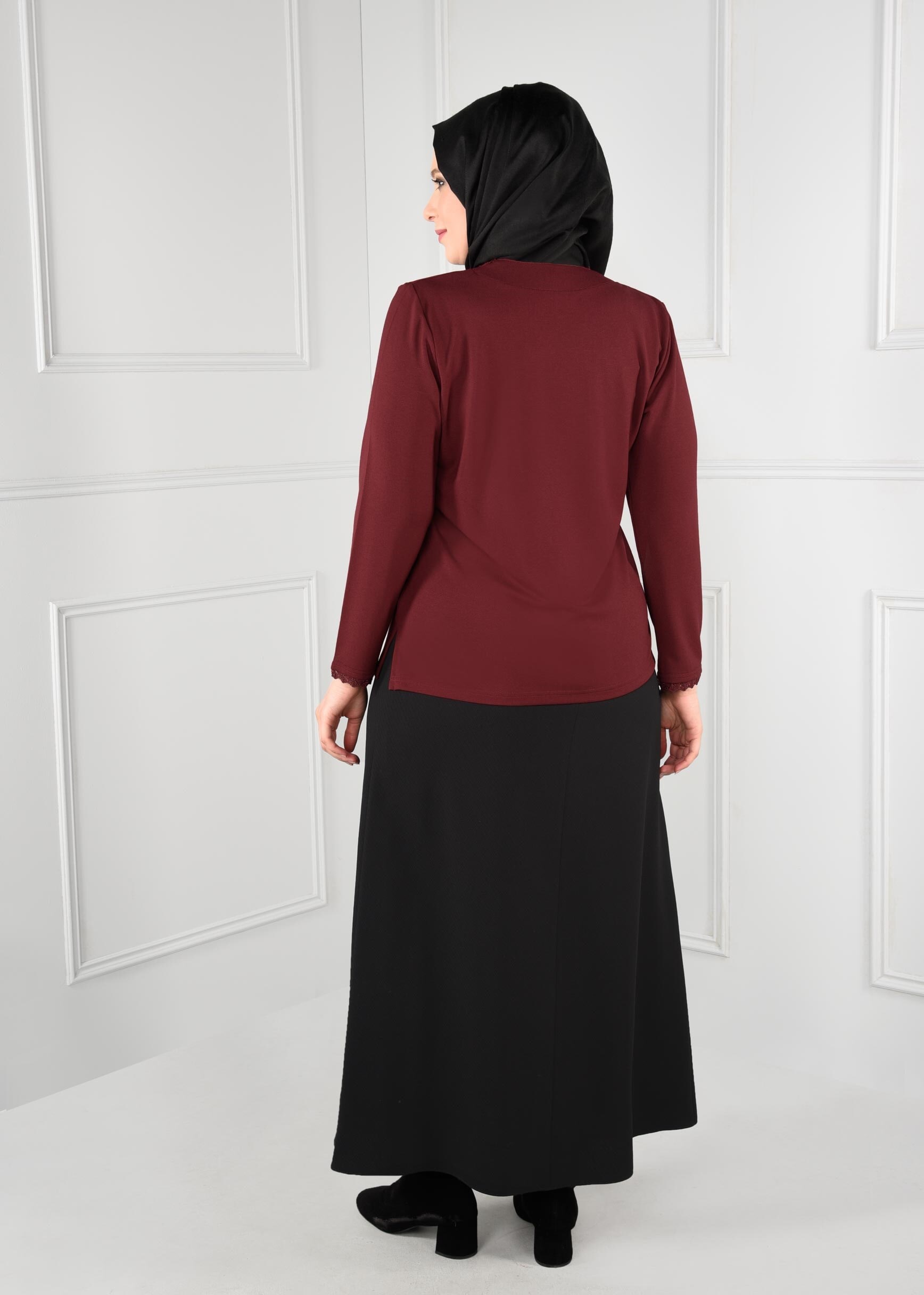 Tesettür giyim SİYAH  A KESİM ETEK 6113