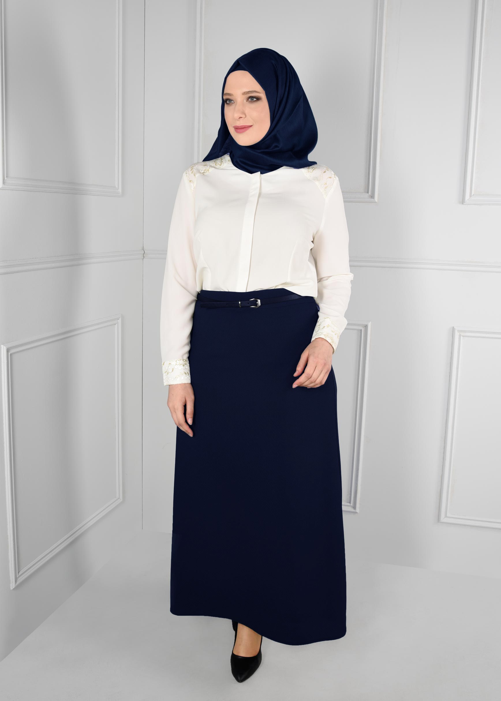 Hijab clothing NAVY BLUE A-LINE SKIRT 6113