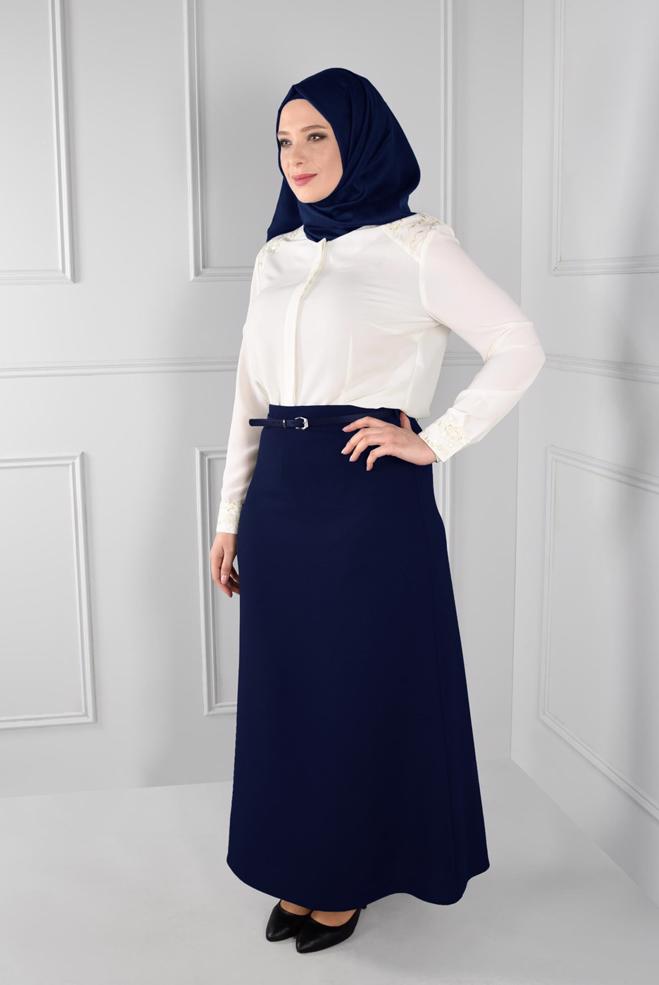 Tesettür giyim LACİVERT  A KESİM ETEK 6113 - ALVİNA