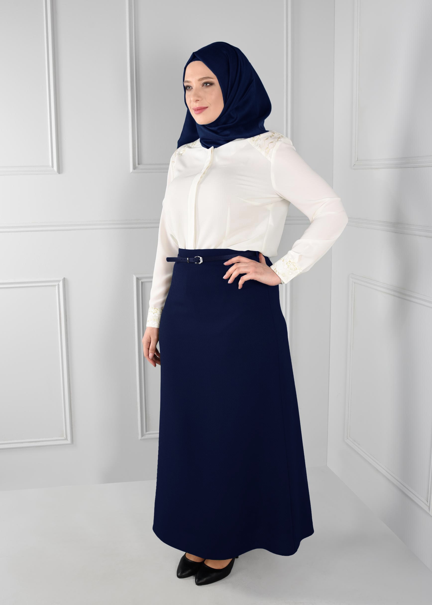 Hijab clothing NAVY BLUE A-LINE SKIRT 6113