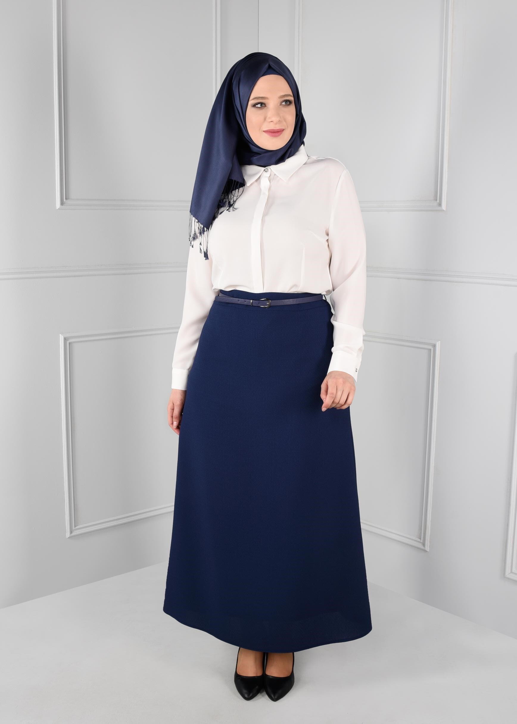 Tesettür giyim LACİVERT  A KESİM ETEK 6113