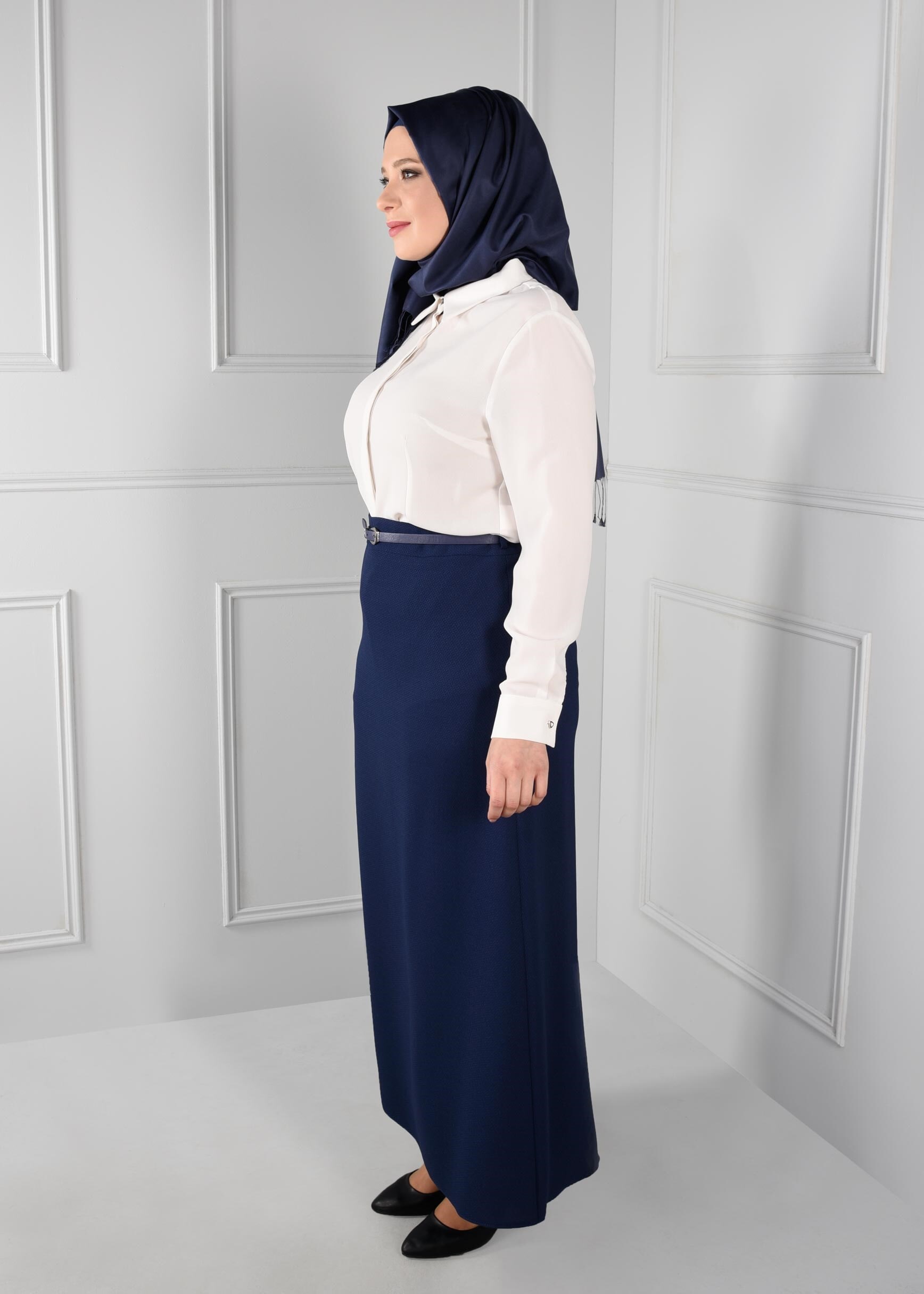 Tesettür giyim LACİVERT  A KESİM ETEK 6113