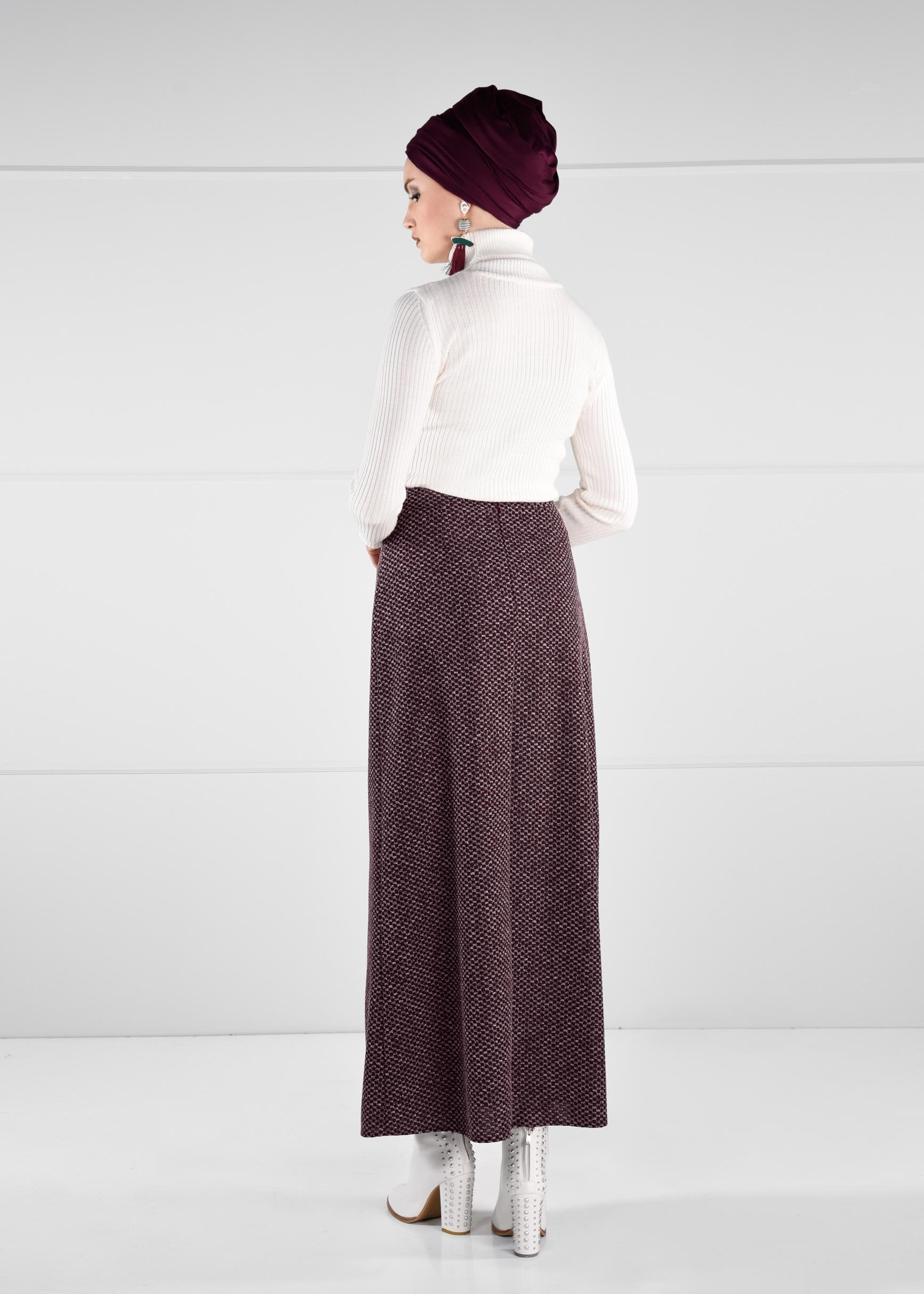 Tesettür giyim MÜRDÜM CEP DETAYLI YÜKSEK BEL ETEK 6114 