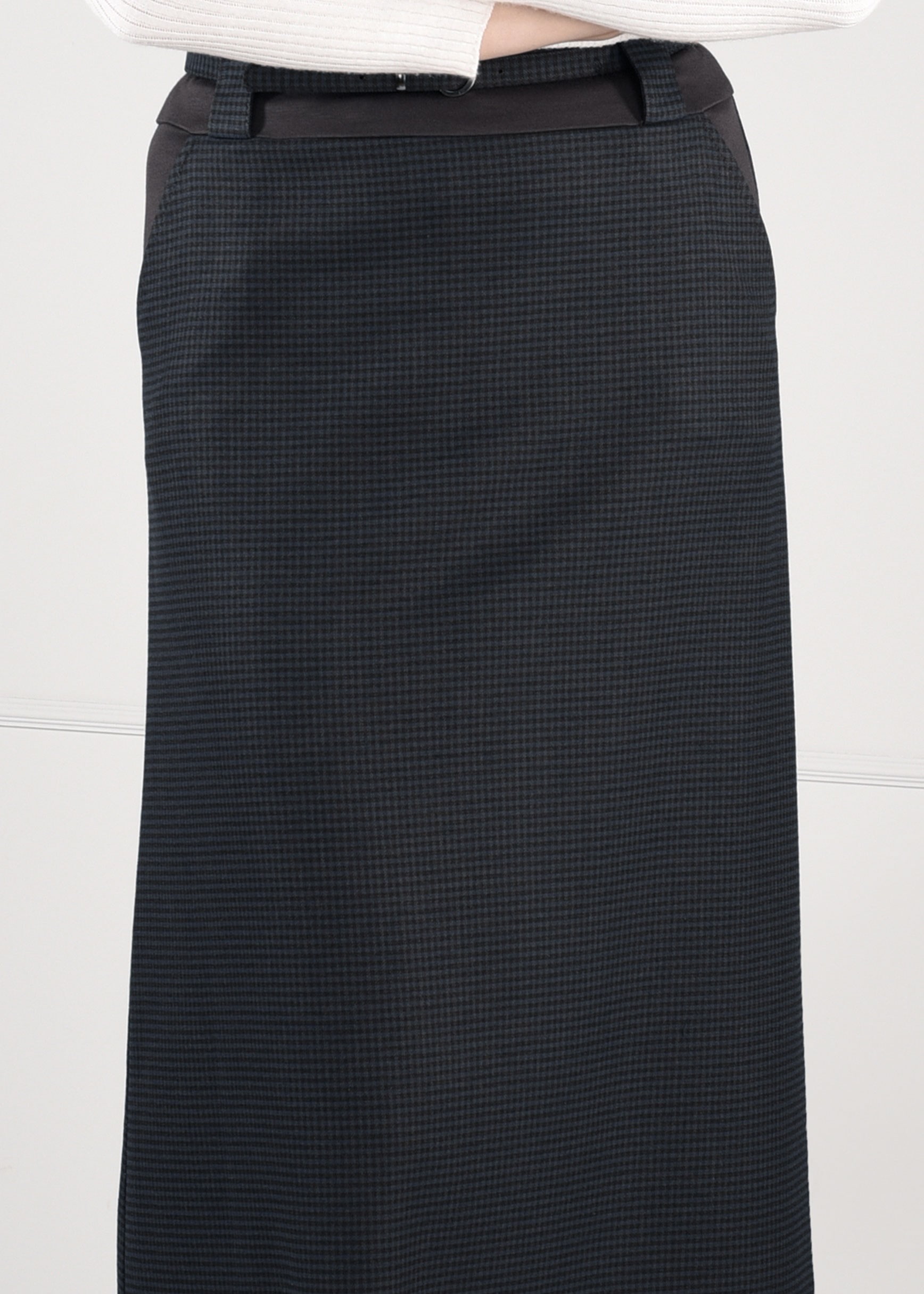 Tesettür giyim KAHVE KARELİ CEPLİ ETEK 6116 