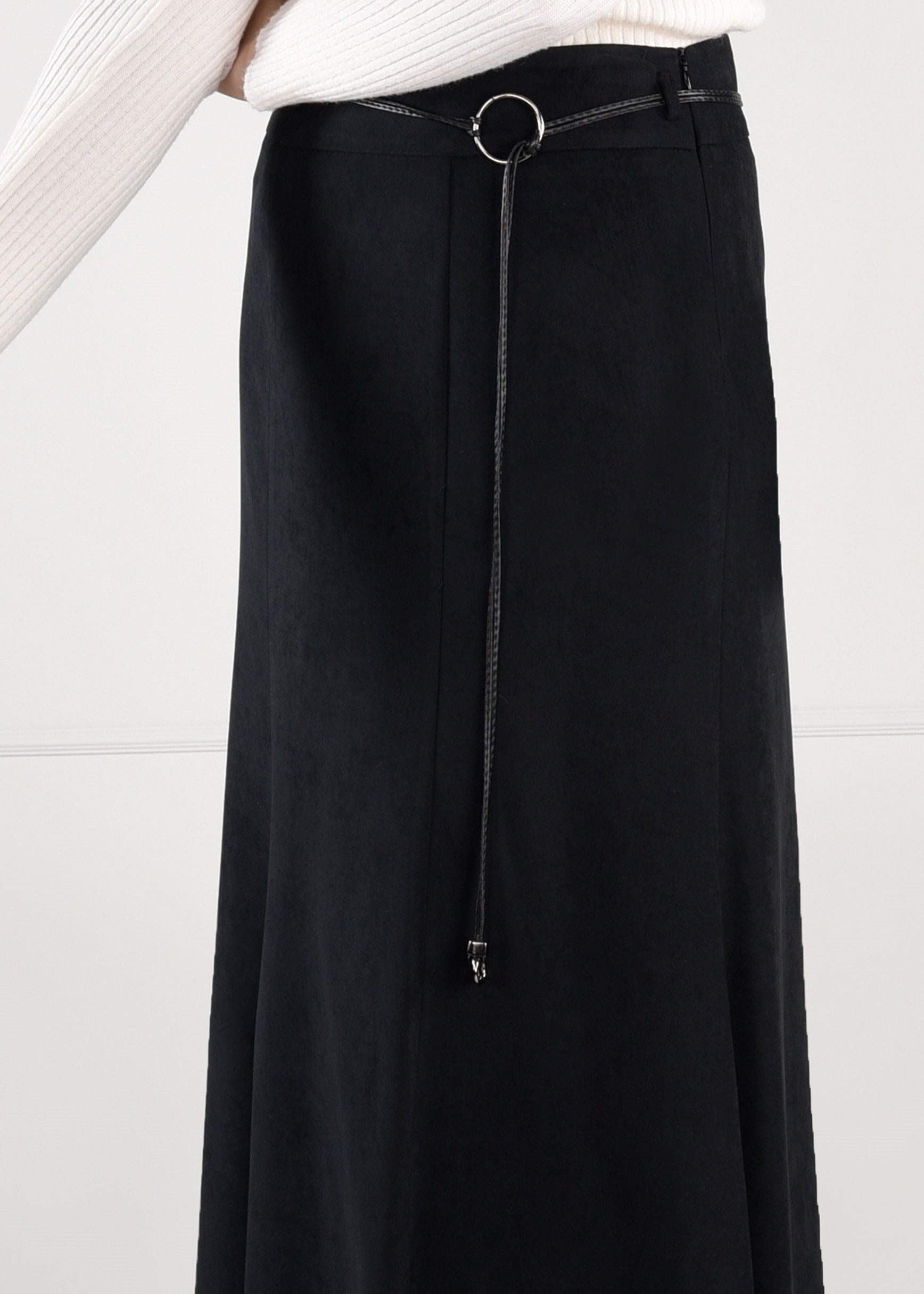 Tesettür giyim SİYAH YÜKSEK BEL SÜET ETEK 6135 