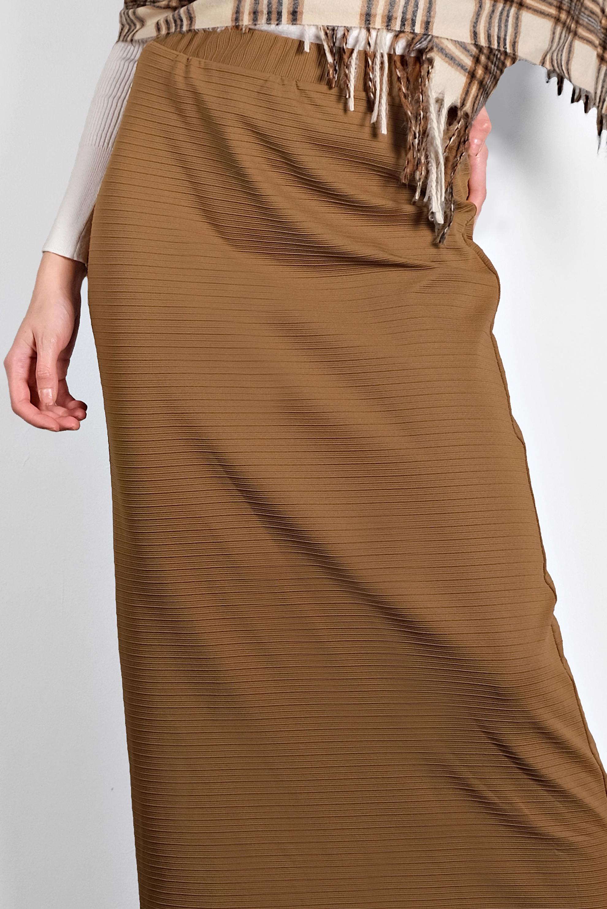 Tesettür giyim KAHVE BELİ LASTİKLİ ETEK 6147