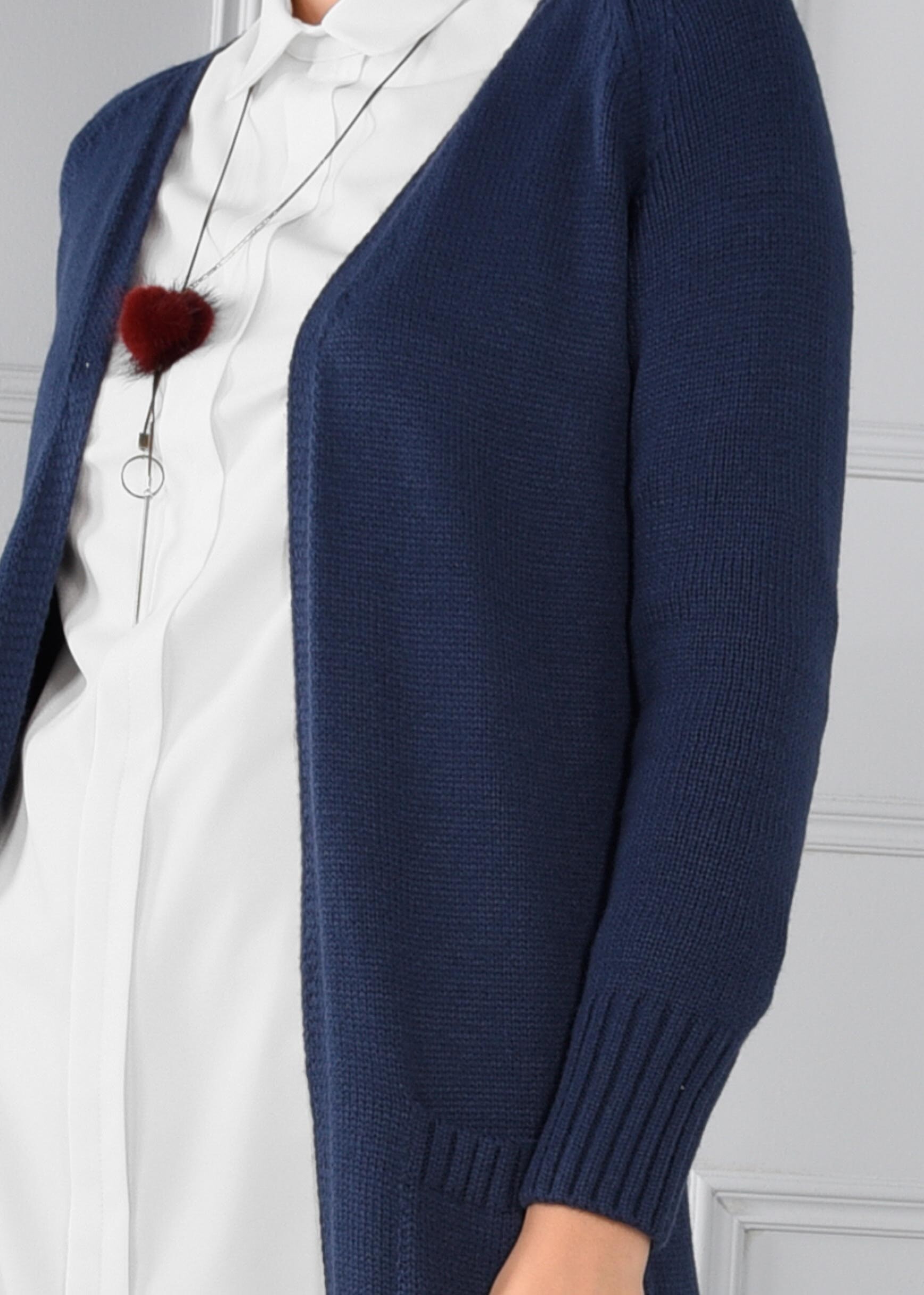 Tesettür giyim LACİVERT CEPLİ TRİKO HIRKA 4583