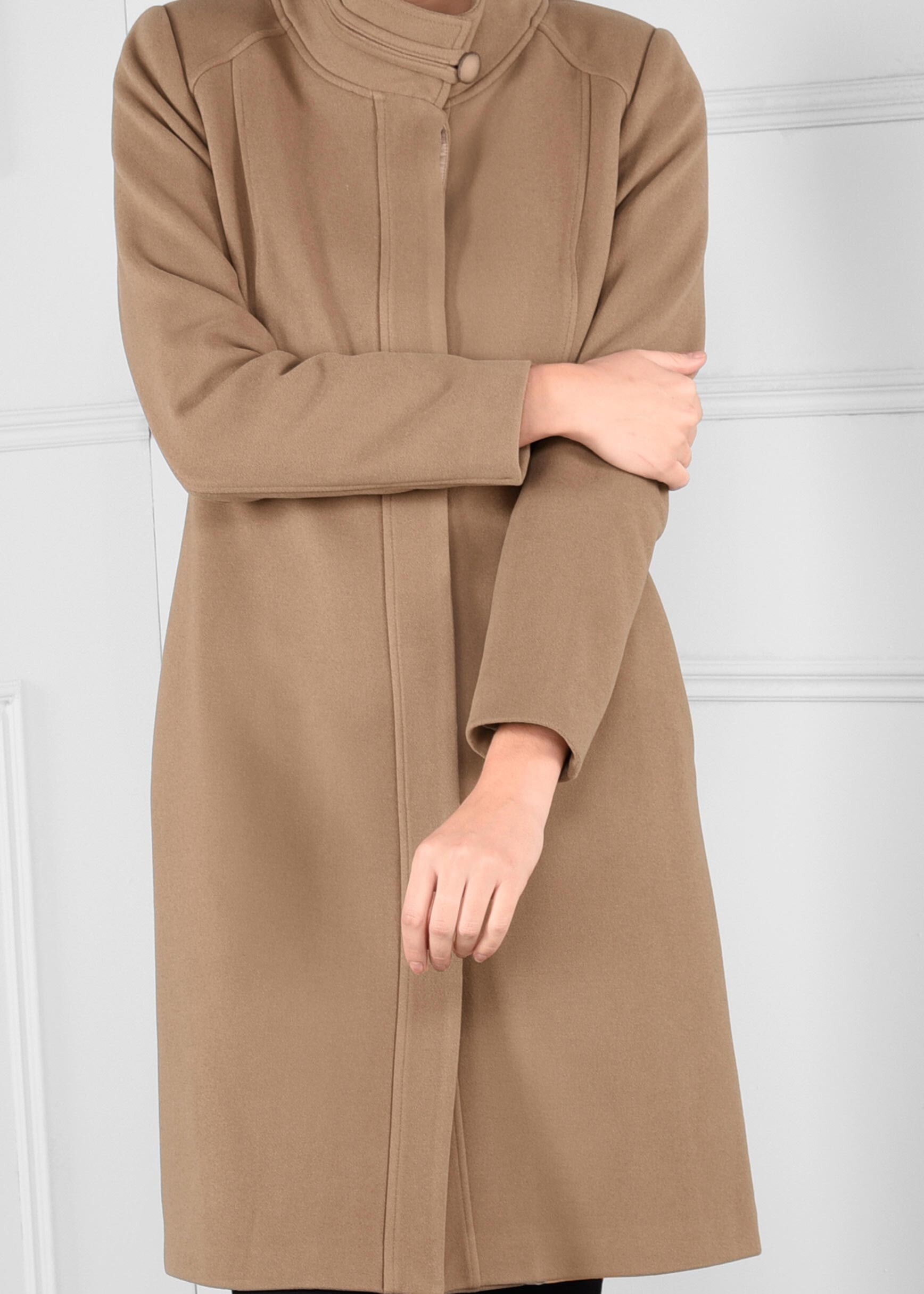 Tesettür giyim KAHVE BALIKÇI YAKA KAŞE KABAN 9687