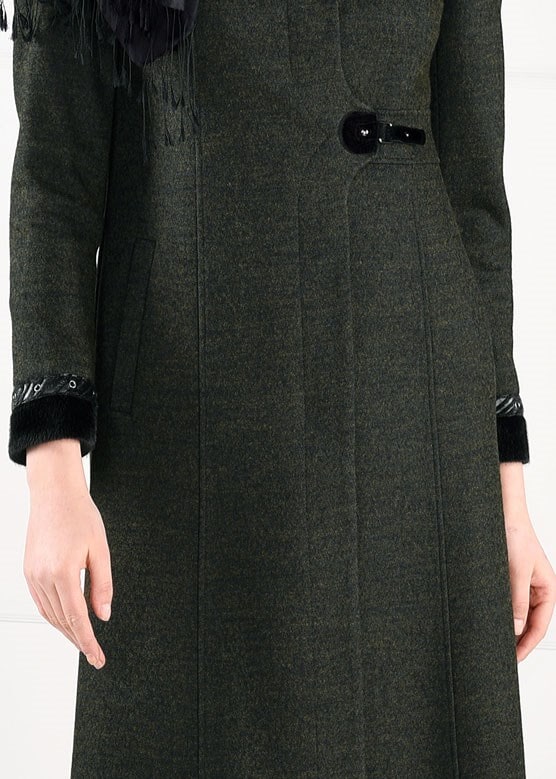 Tesettür giyim YEŞİL BİSİKLET YAKA KABAN 9736