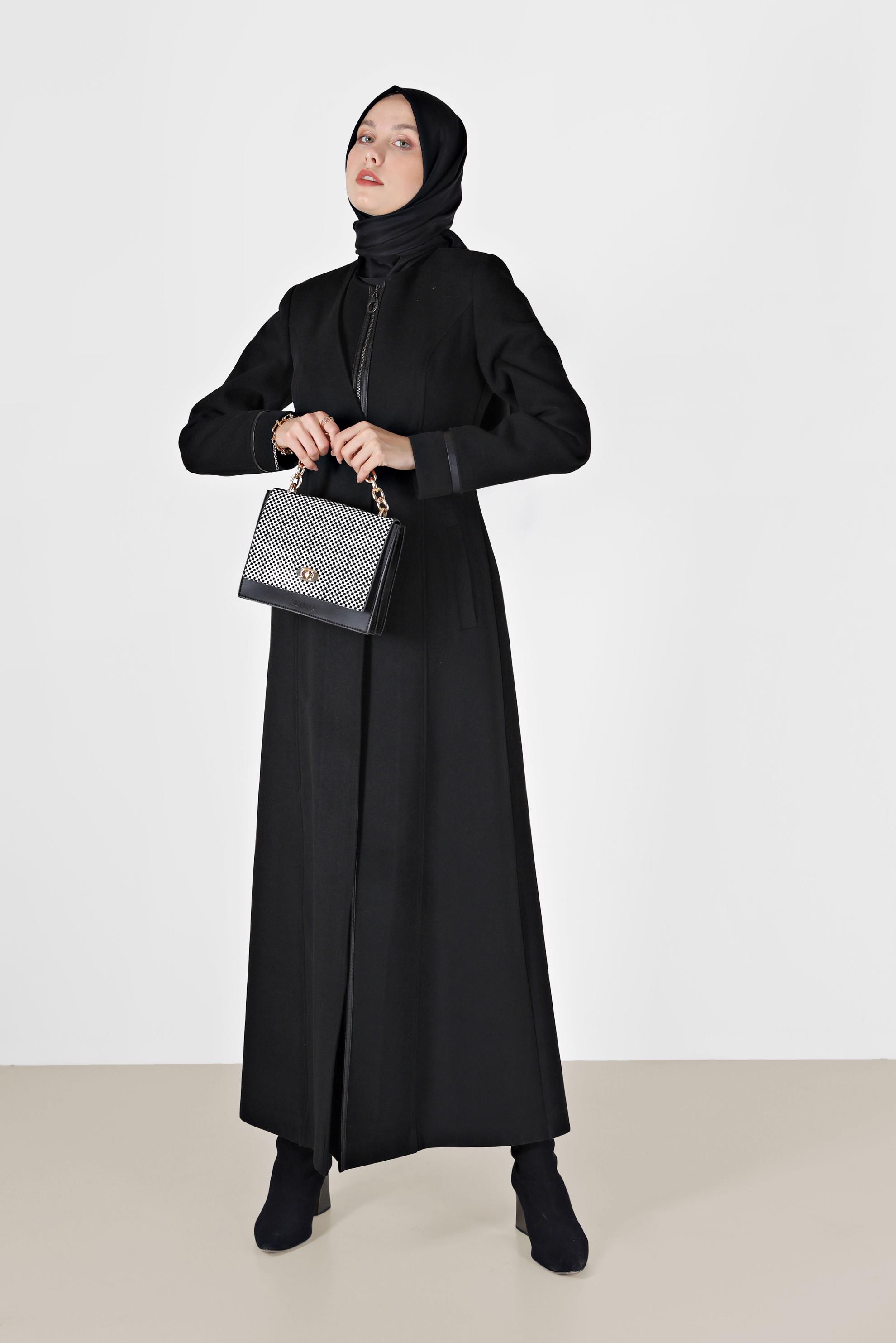 Vêtements hijab NOIR 9664 WİNTER JELENA MANTO 38/46 TEK40