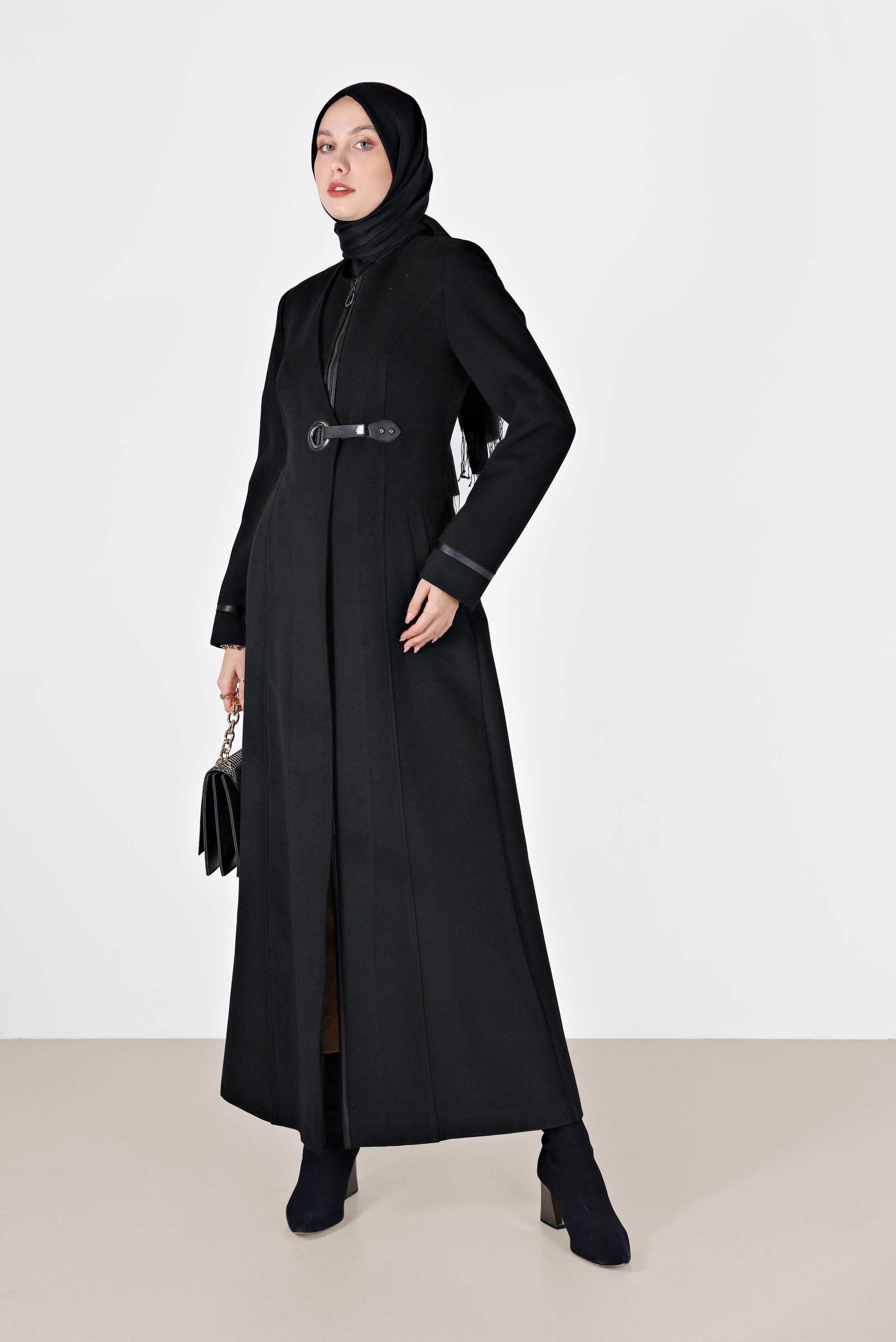 Vêtements hijab NOIR 9664 WİNTER JELENA MANTO 38/46 TEK40