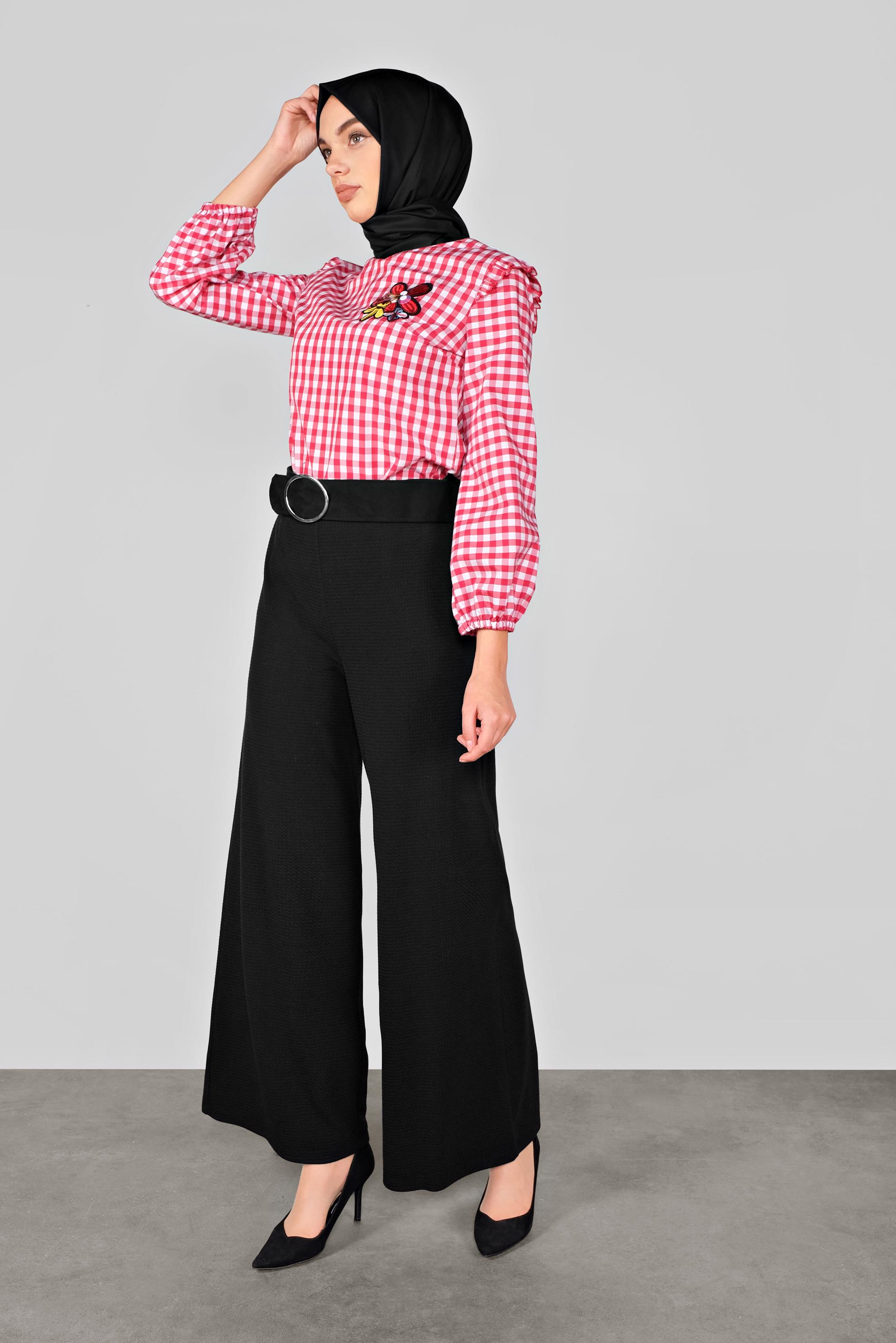 Tesettür giyim SİYAH SALAŞ KESİM ÖRME PANTOLON 7216