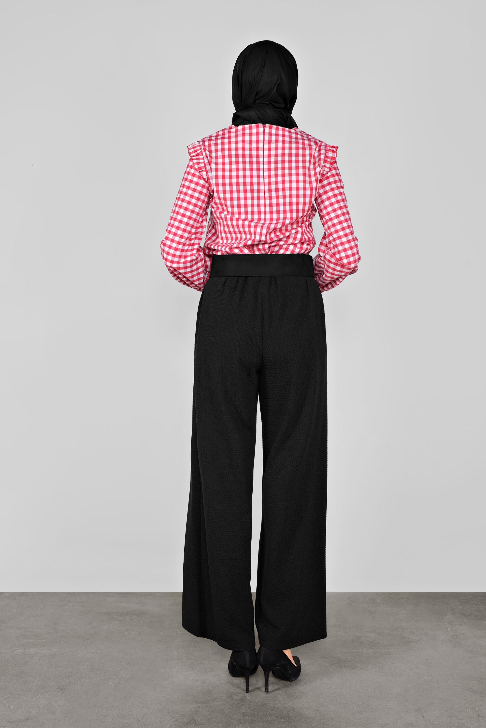 Tesettür giyim SİYAH SALAŞ KESİM ÖRME PANTOLON 7216