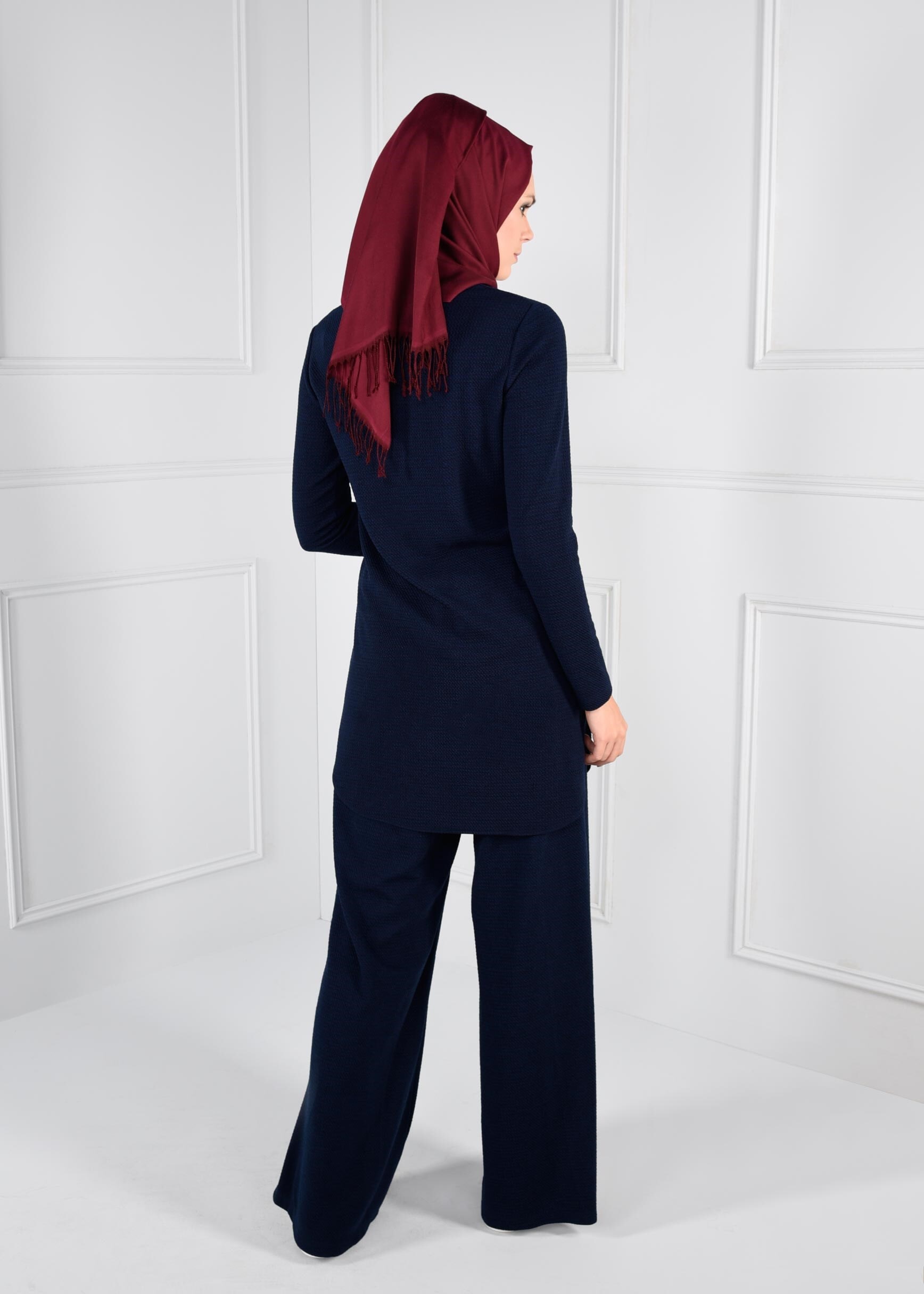 Tesettür giyim LACİVERT SALAŞ KESİM ÖRME PANTOLON 7216