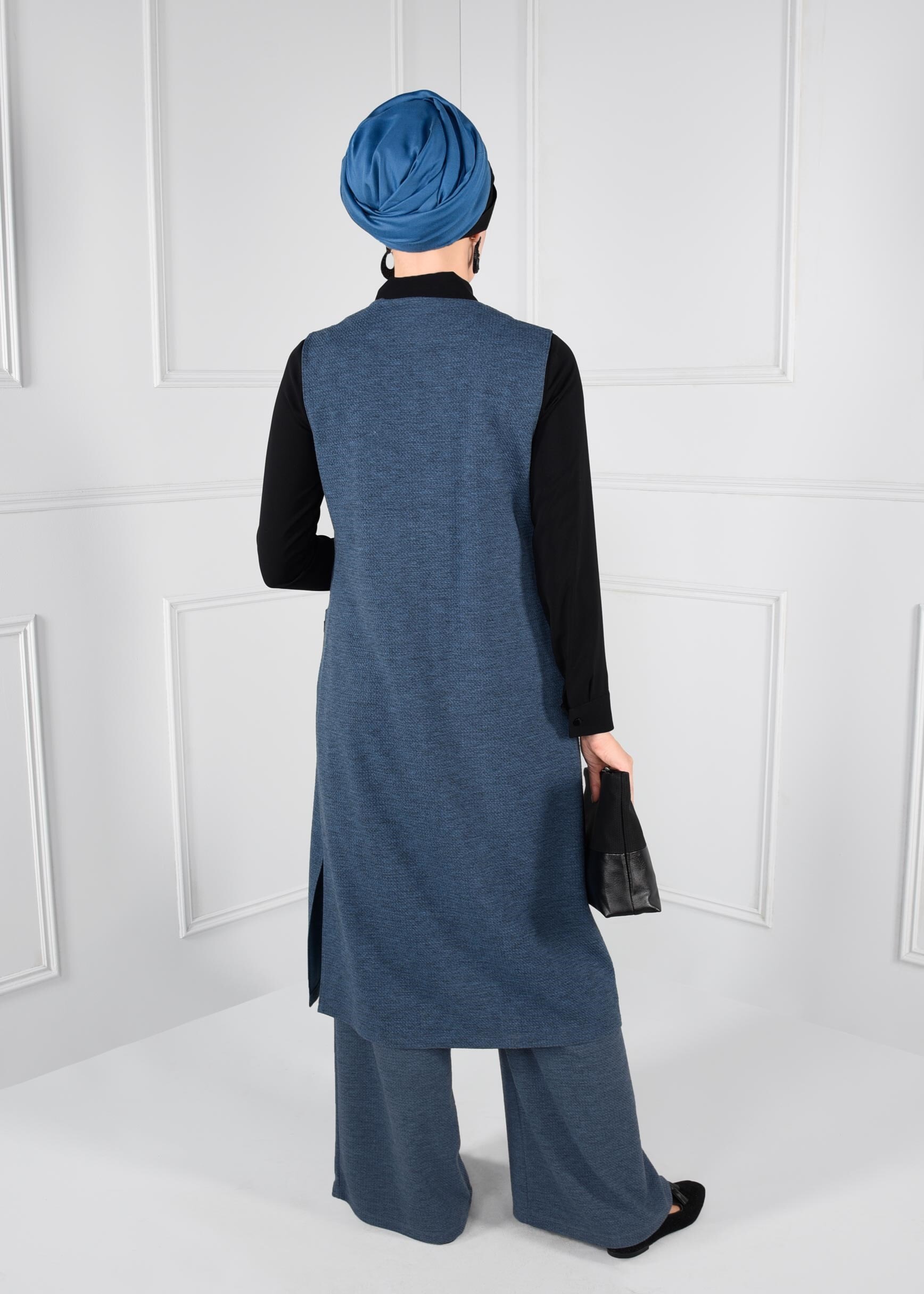 Tesettür giyim LACİVERT SALAŞ KESİM ÖRME PANTOLON 7216