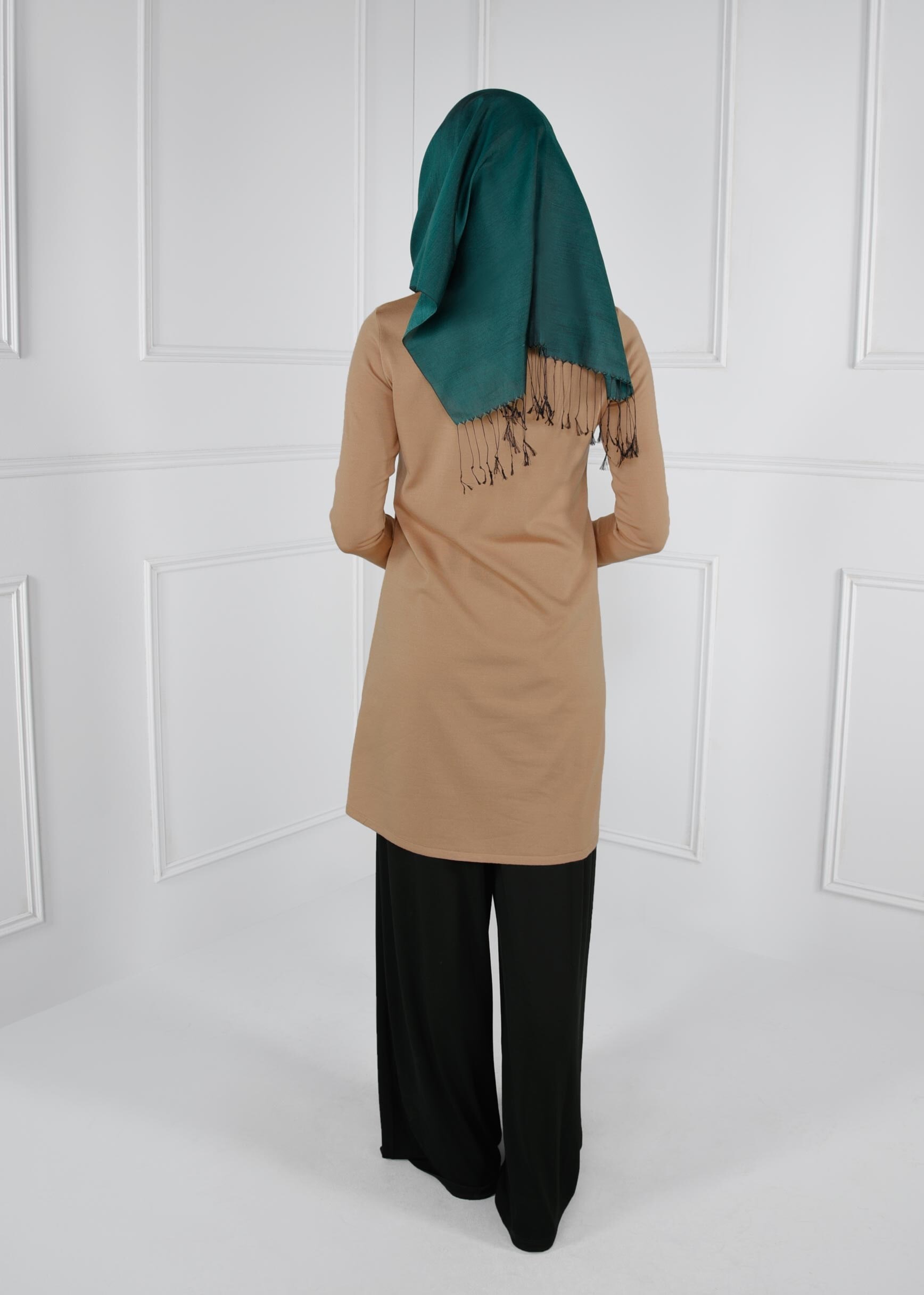 Tesettür giyim SİYAH BELİ LASTİKLİ SALAŞ PANTOLON 7217