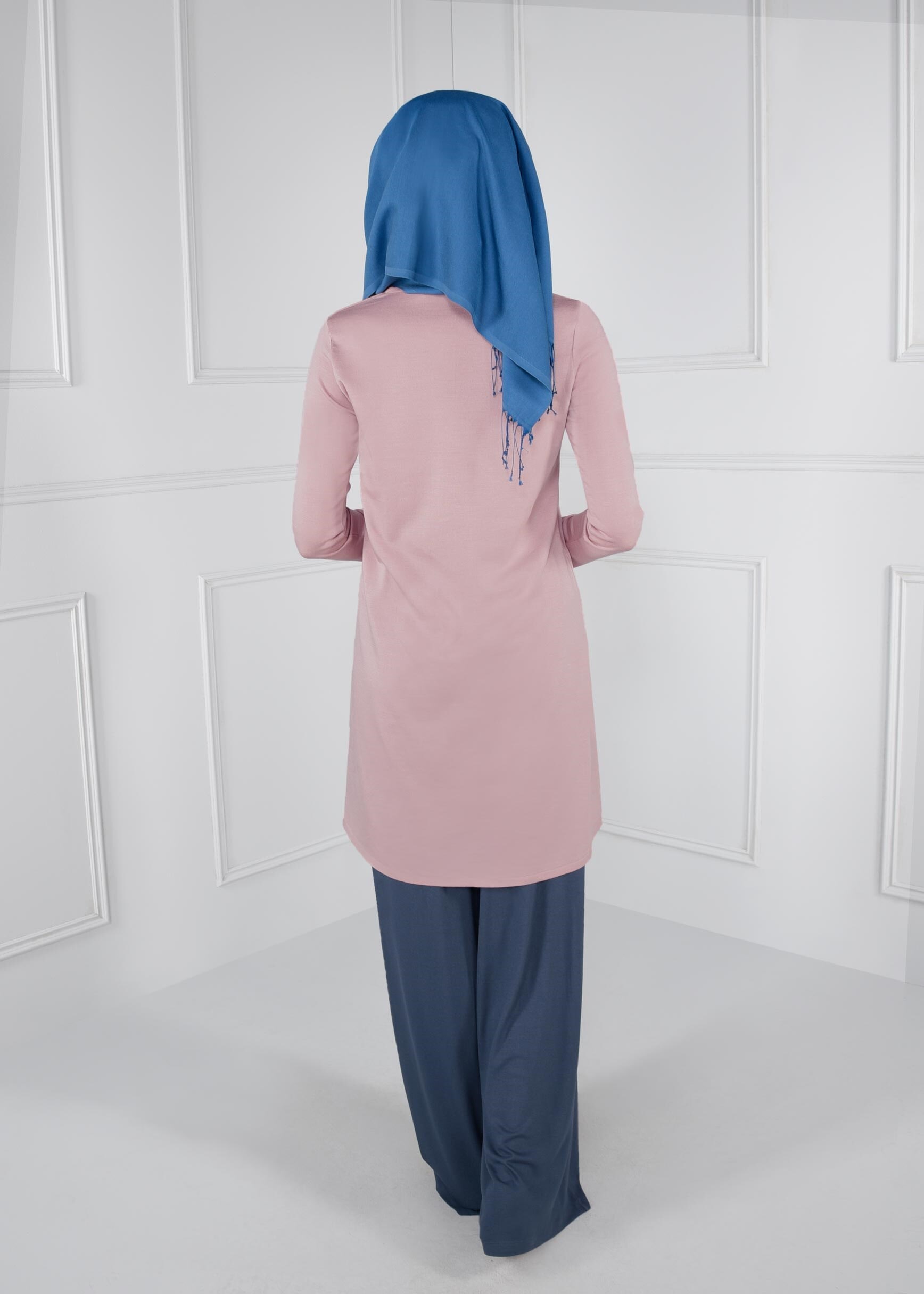 Tesettür giyim LACİVERT BELİ LASTİKLİ SALAŞ PANTOLON 7217