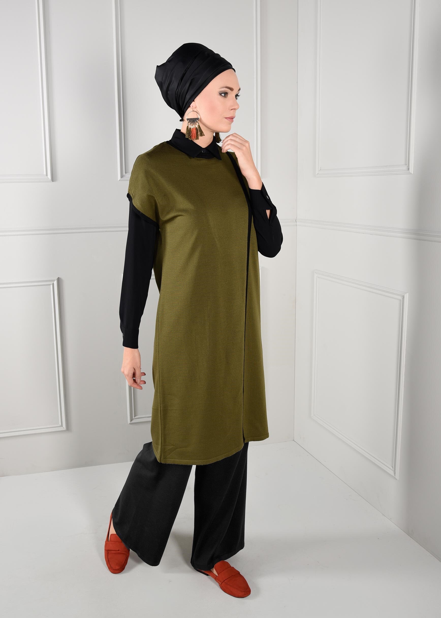 Tesettür giyim SİYAH SALAŞ KESİM TRİKO PANTOLON 7220