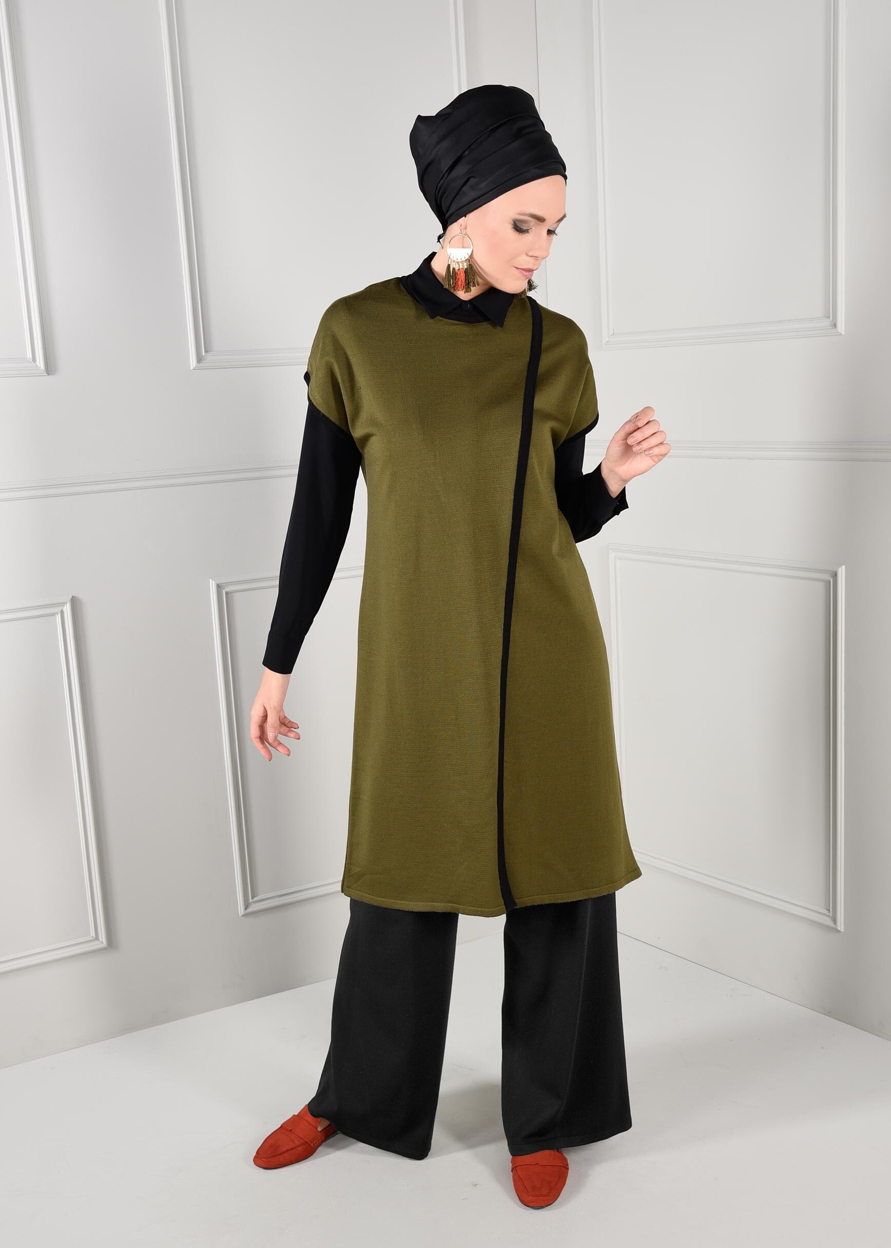 Tesettür giyim SİYAH SALAŞ KESİM TRİKO PANTOLON 7220