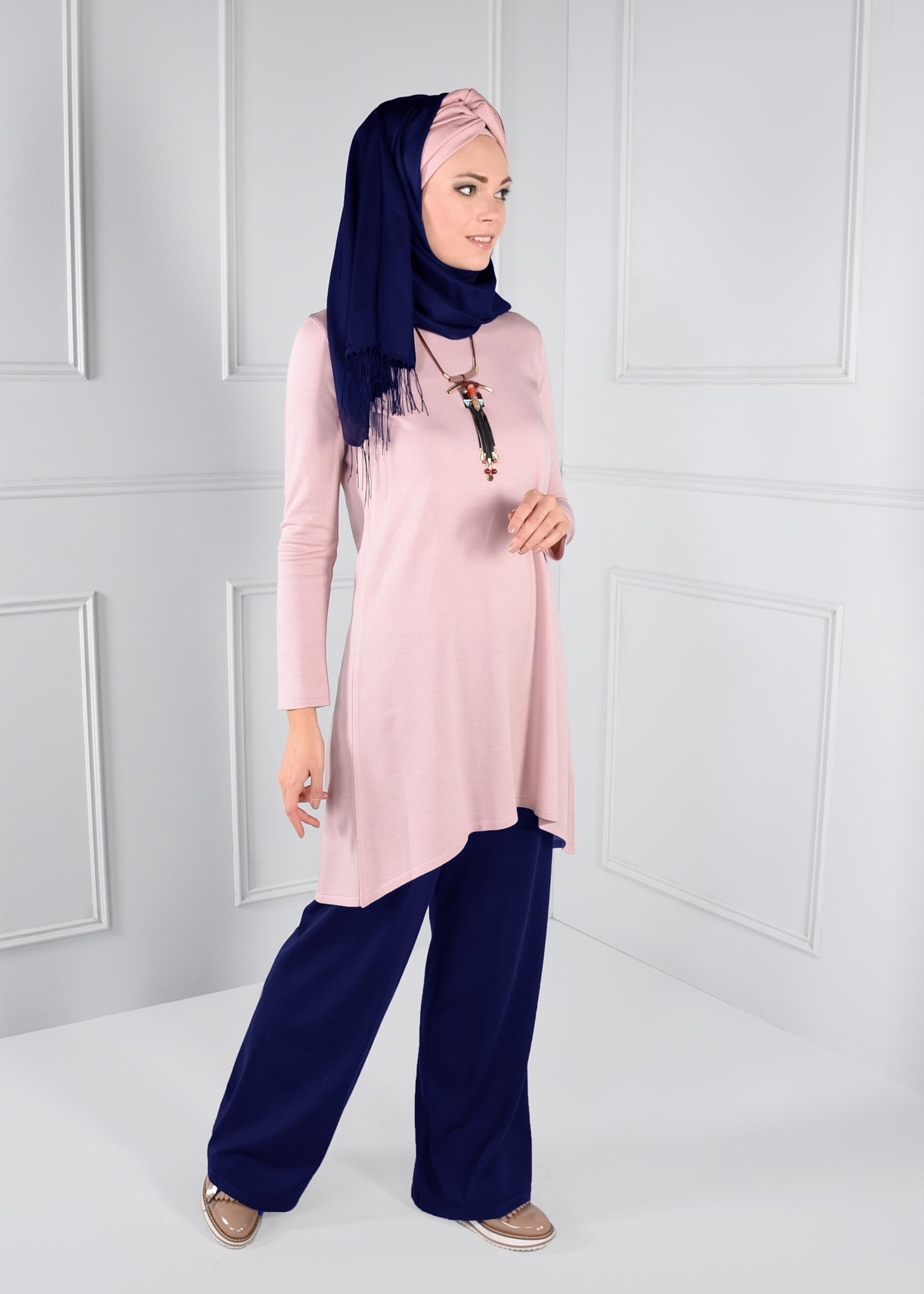 Tesettür giyim LACİVERT SALAŞ KESİM TRİKO PANTOLON 7220