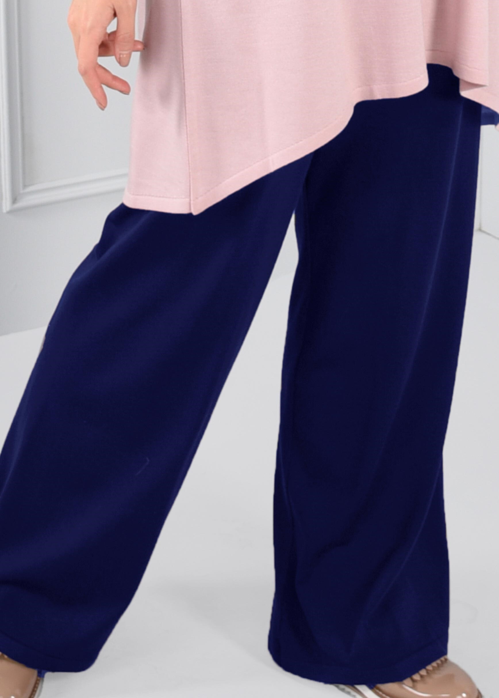 Tesettür giyim LACİVERT SALAŞ KESİM TRİKO PANTOLON 7220