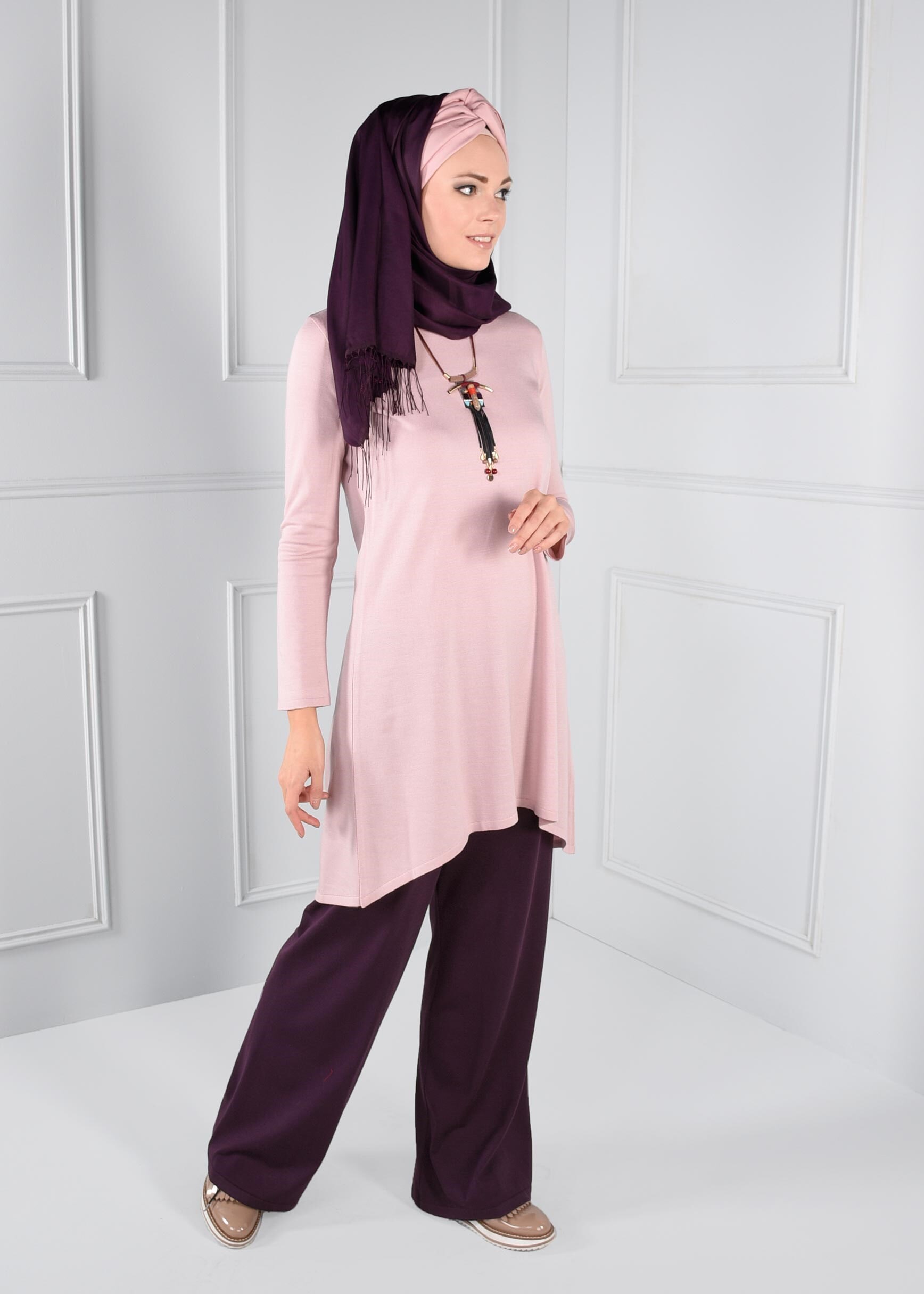 Tesettür giyim MÜRDÜM SALAŞ KESİM TRİKO PANTOLON 7220