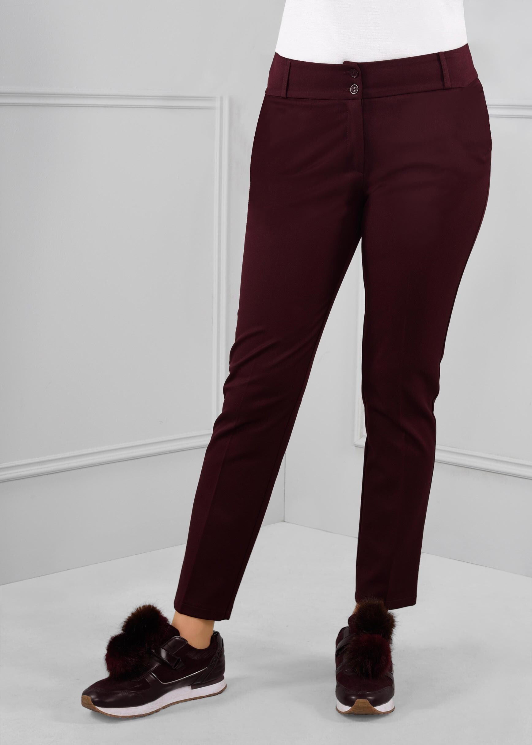 Tesettür giyim MÜRDÜM DÜĞMELİ ARA BEL KUMAŞ PANTOLON 7224