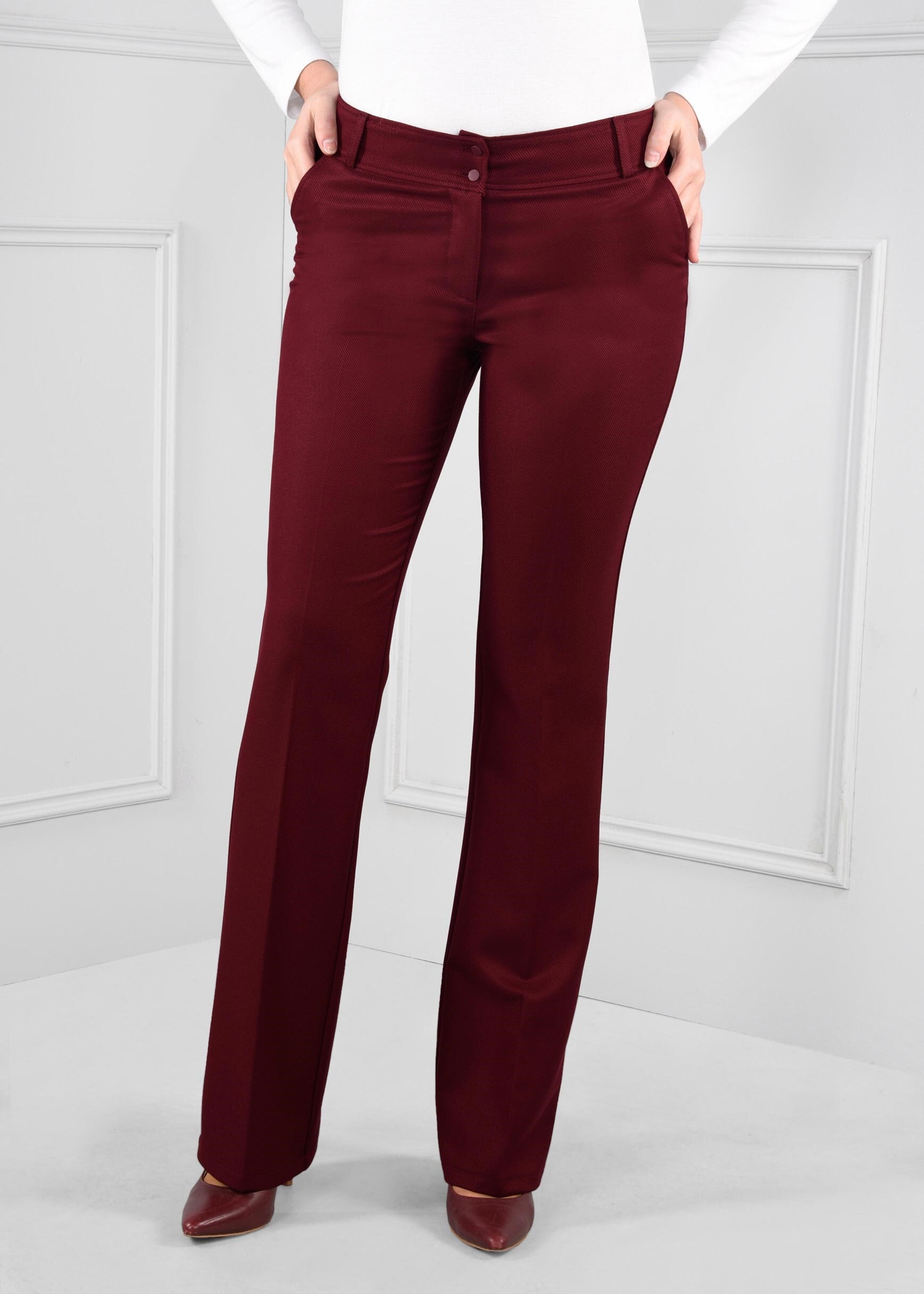 Tesettür giyim BORDO DÜĞMELİ KLASİK KESİM PANTOLON 7226