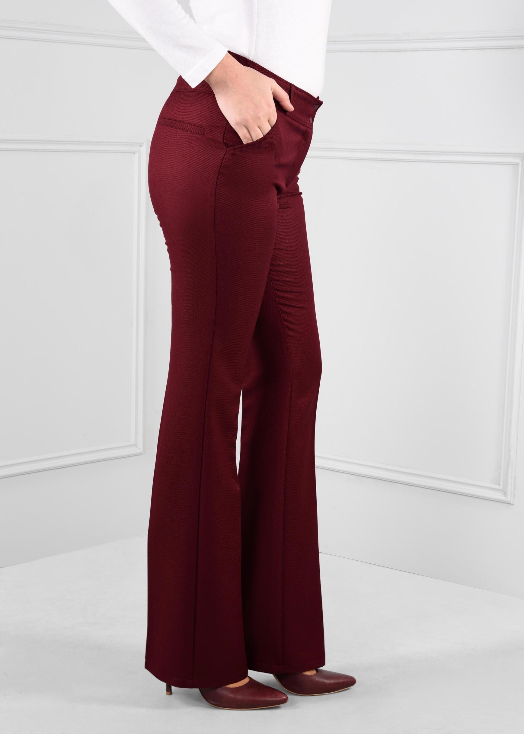 Tesettür giyim BORDO DÜĞMELİ KLASİK KESİM PANTOLON 7226