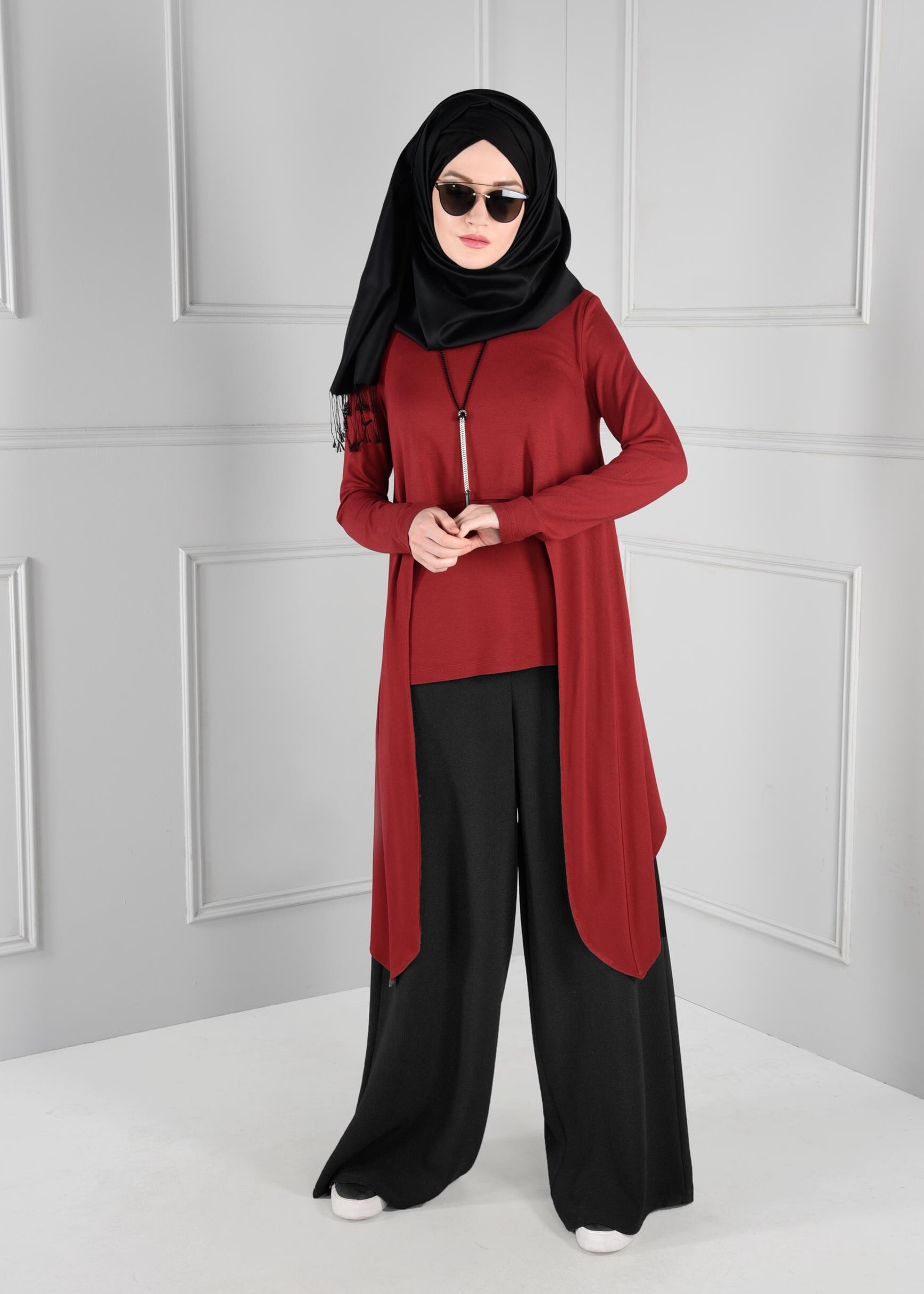 Tesettür giyim SİYAH SALAŞ KREP PANTOLON 7228