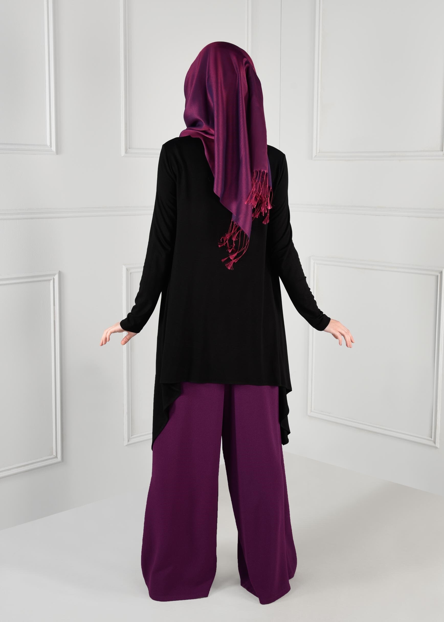 Tesettür giyim MOR SALAŞ KREP PANTOLON 7228