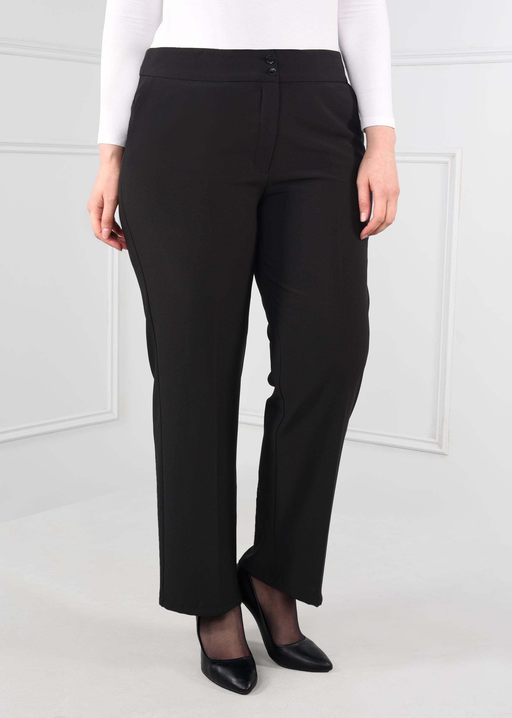 Tesettür giyim SİYAH İKİ DÜĞMELİ CEPLİ KLASİK KESİM PANTOLON 7231