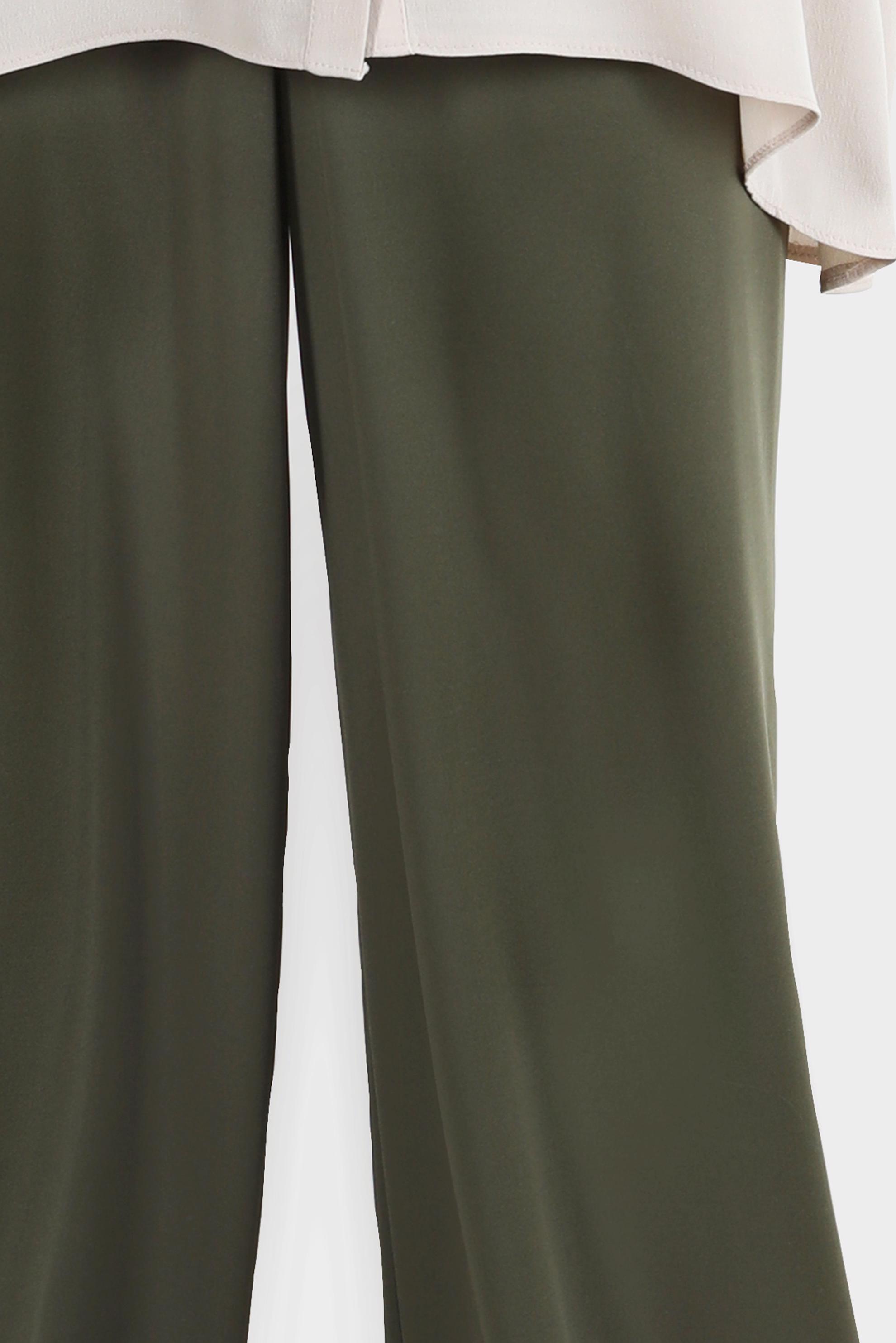 Tesettür giyim HAKİ DÜĞMELİ YÜKSEK BEL GENİŞ KESİM PANTOLON 7233 