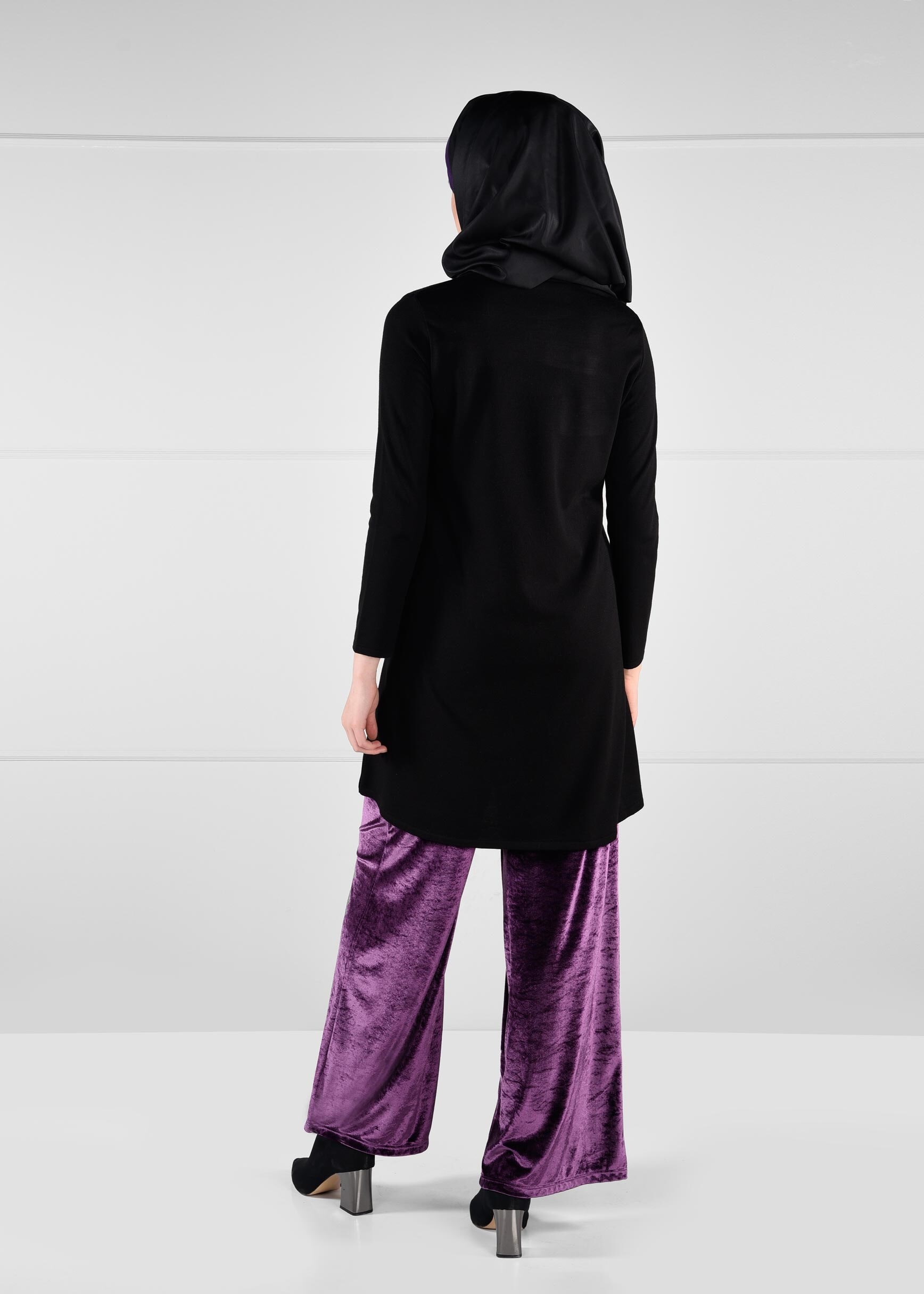 Tesettür giyim MÜRDÜM GENİŞ KESİM KADİFE PANTOLON 7235