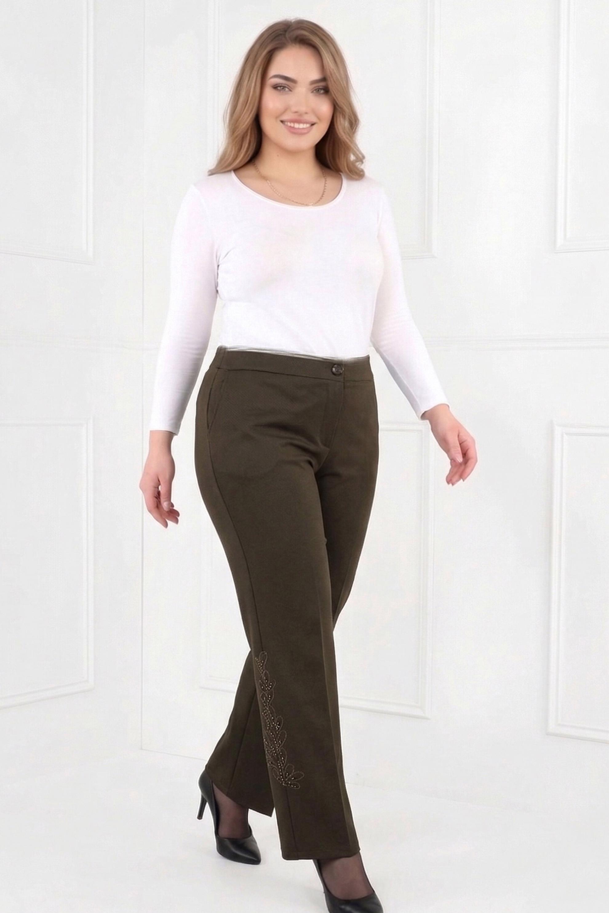 Tesettür giyim HAKİ BONCUK İŞLEMELİ PANTOLON 7240