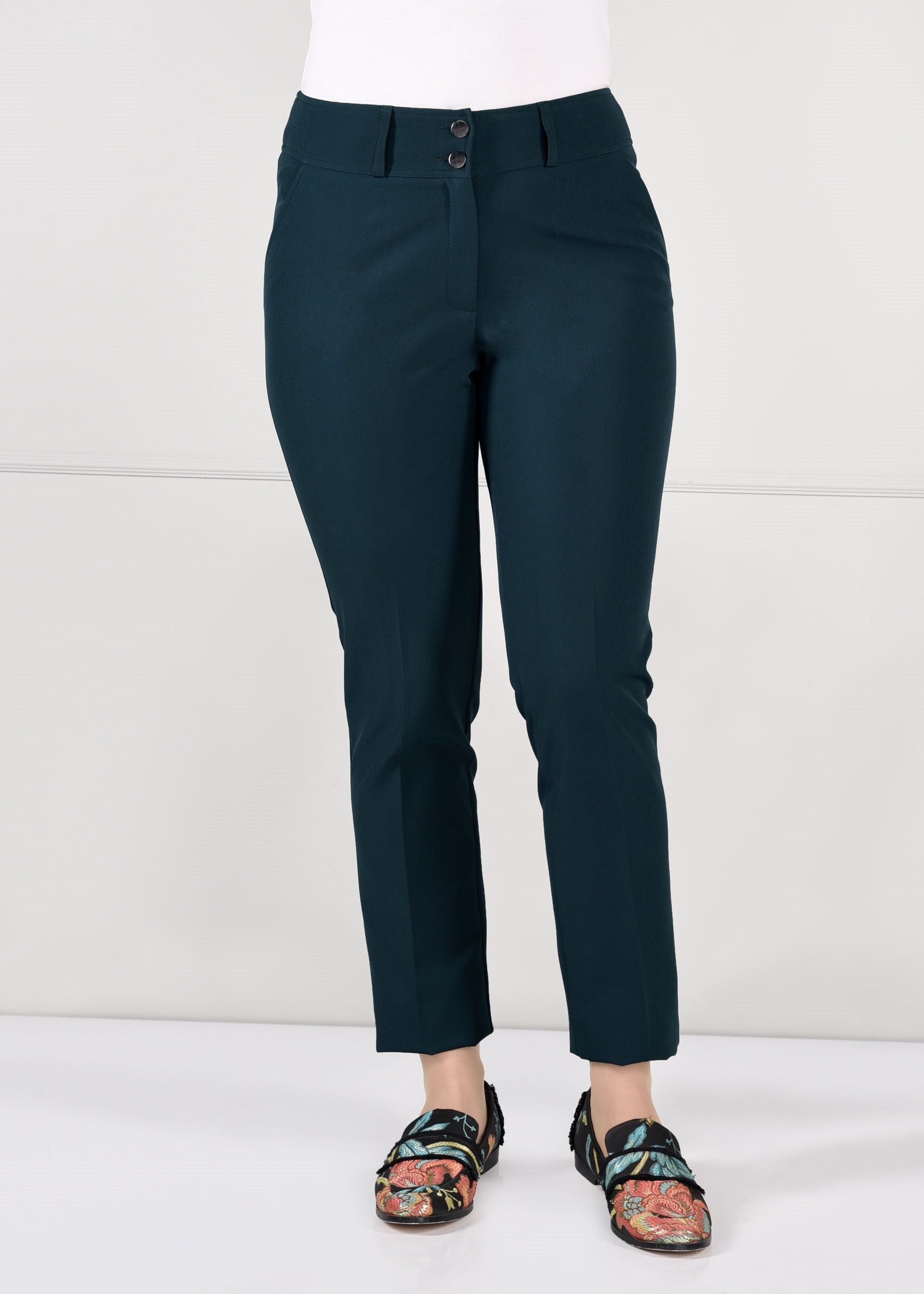 Tesettür giyim MAVİ BORU PAÇA CEPLİ PANTOLON 7242