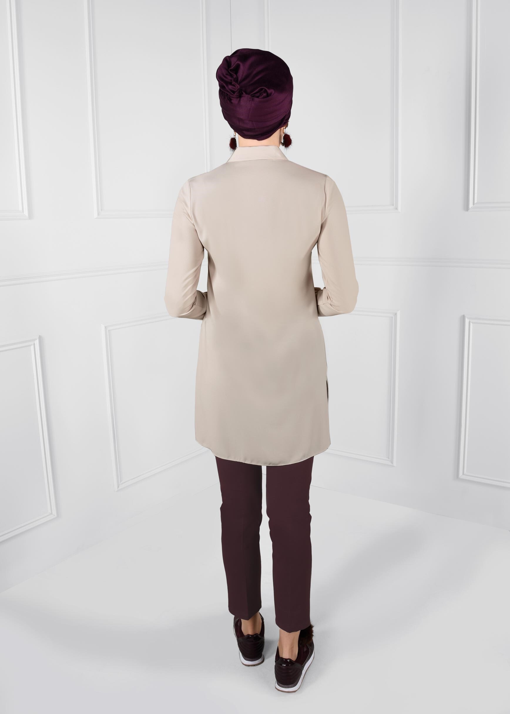 Tesettür giyim BORDO BORU PAÇA CEPLİ PANTOLON 7242